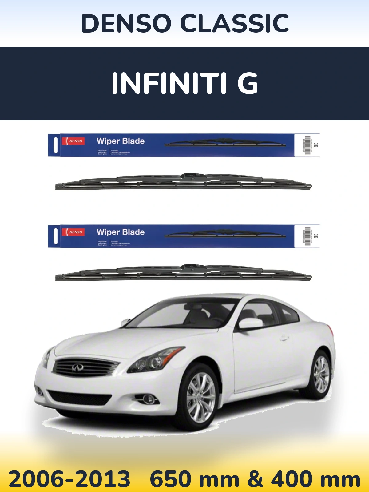 Komplet przednich wycieraczek Denso Classic 650 & 400 mm do Infiniti G 2006-2013