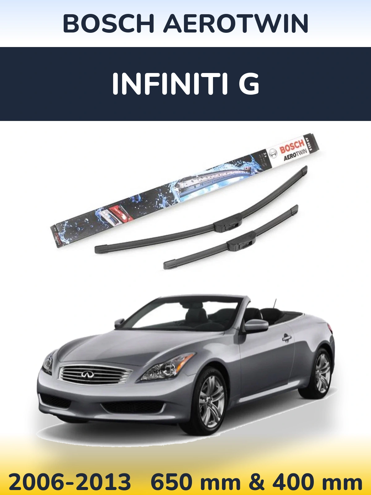 Komplet przednich wycieraczek BOSCH AeroTwin 650 & 400 mm do Infiniti G 2006-2013