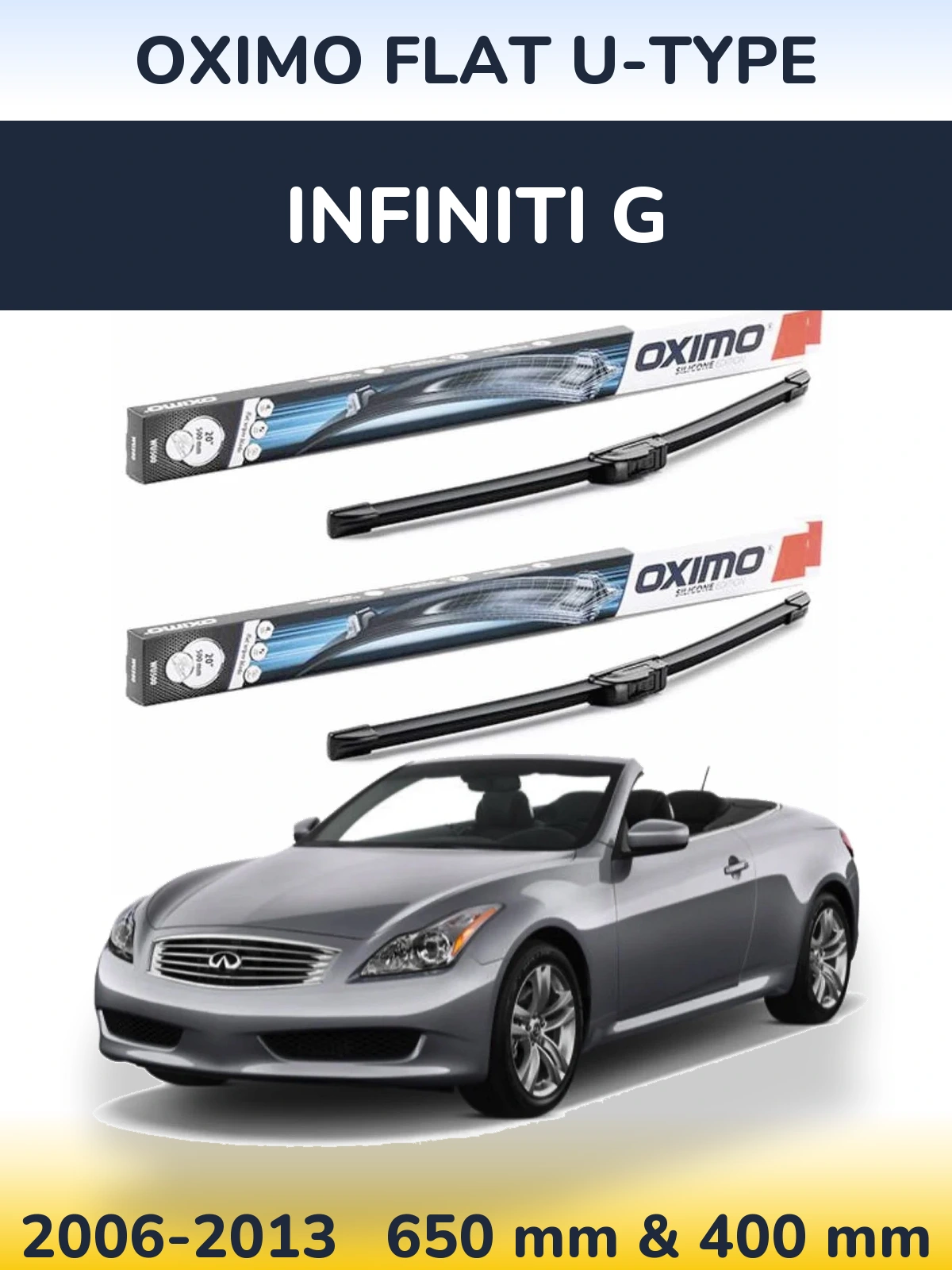 Комплект передних дворников Oximo Flat U-type 650 & 400 мм для Infiniti G 2006-2013