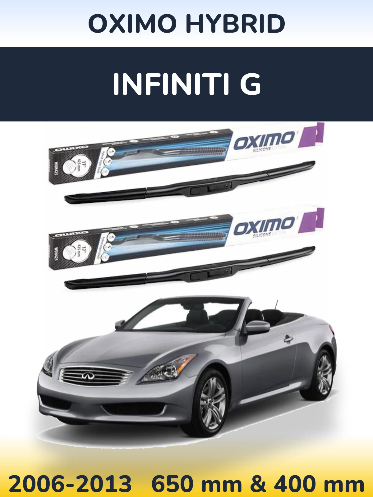 Комплект передних дворников Oximo Hybrid 650 & 400 мм для Infiniti G 2006-2013