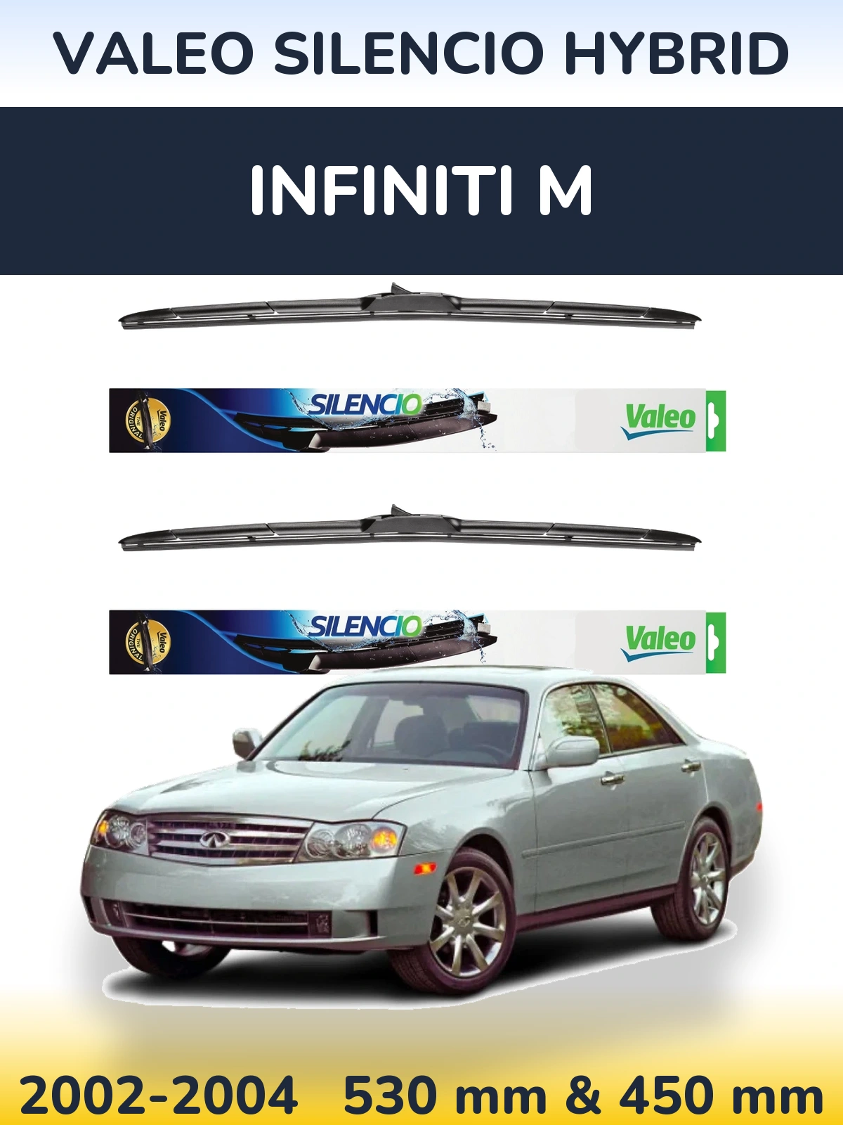 Комплект передних дворников Valeo Silencio Hybrid 530 & 450 мм для Infiniti M 2002-2004