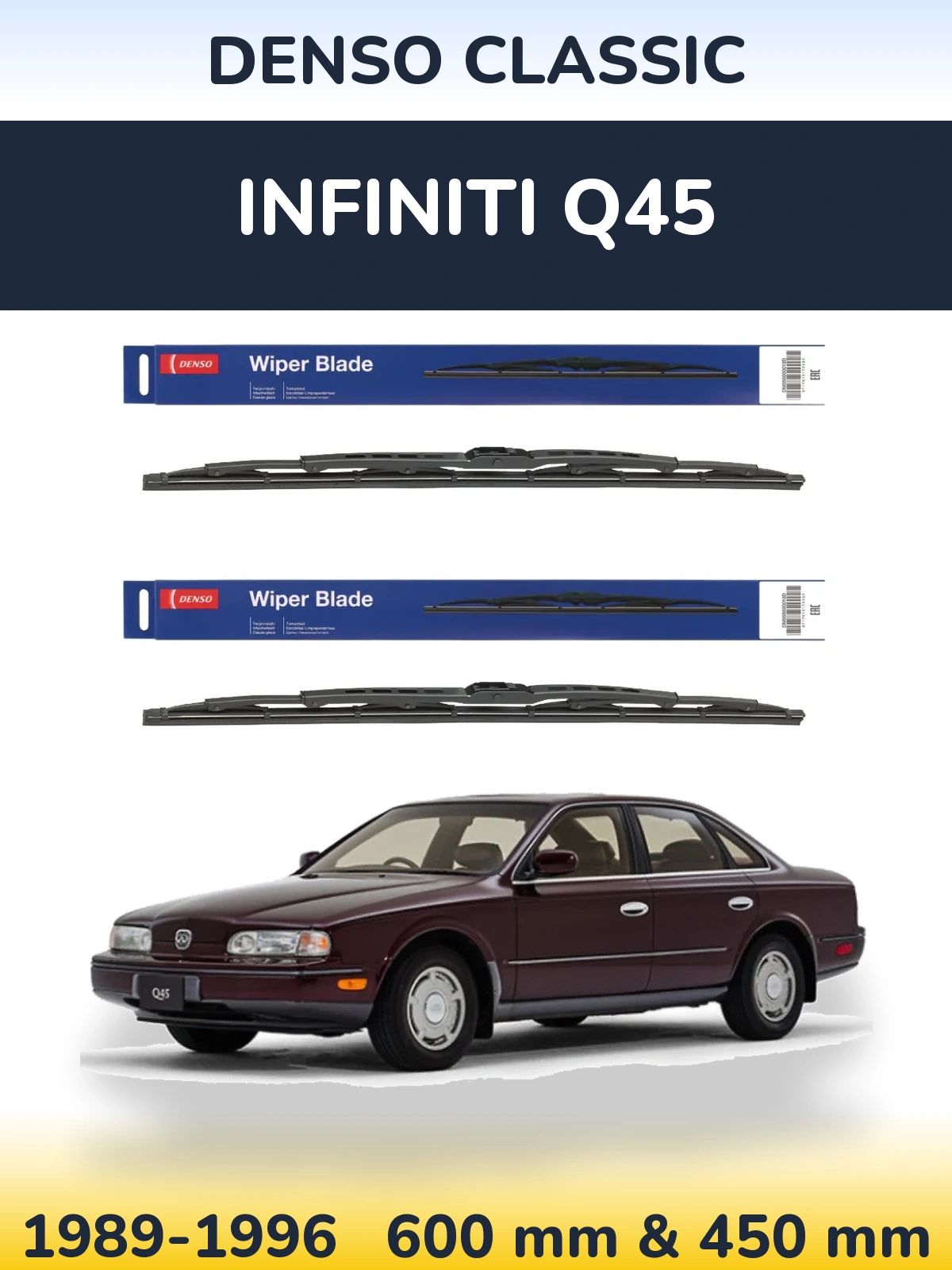 Komplet przednich wycieraczek Denso Classic 600 & 450 mm do Infiniti Q45 1989-1996
