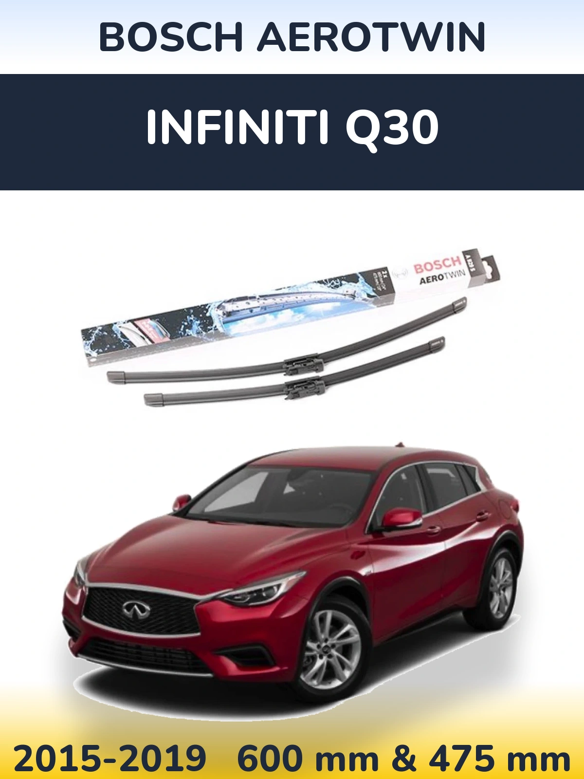 Komplet przednich wycieraczek BOSCH AeroTwin 600 & 475 mm do Infiniti Q30 2015-2019