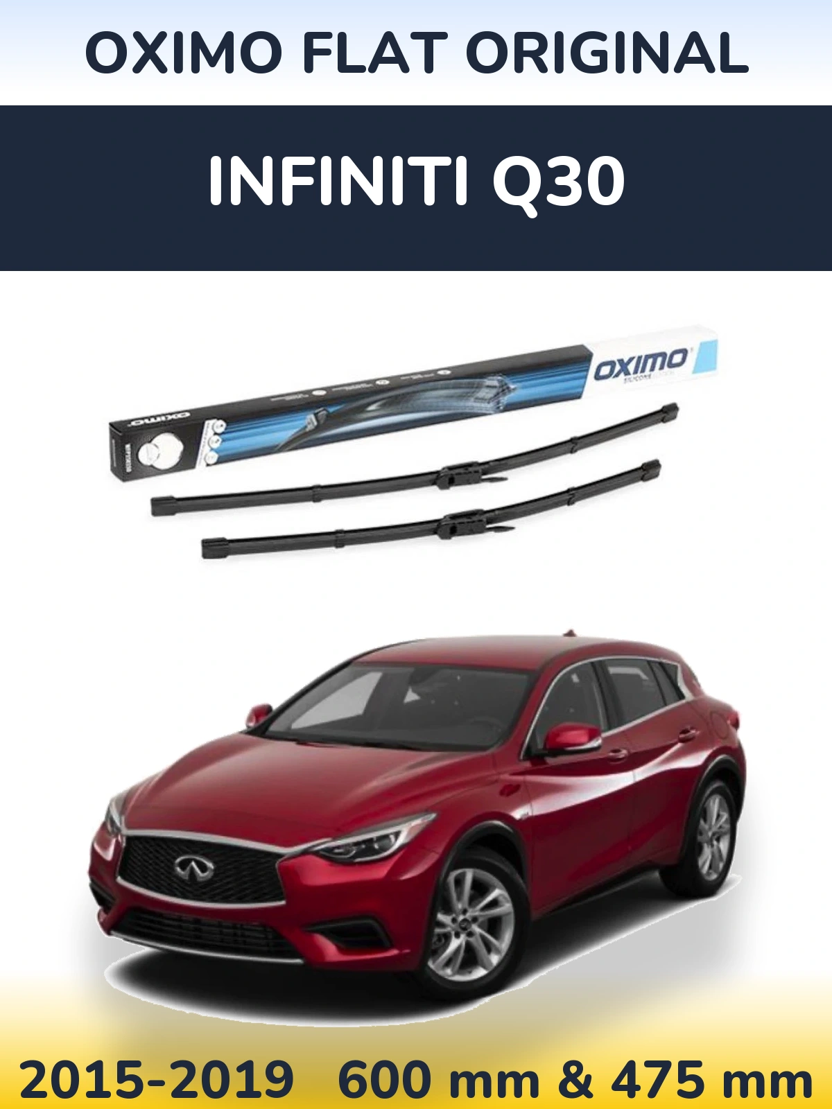 Комплект передних дворников Oximo Flat Original 600 & 475 мм для Infiniti Q30 2015-2019