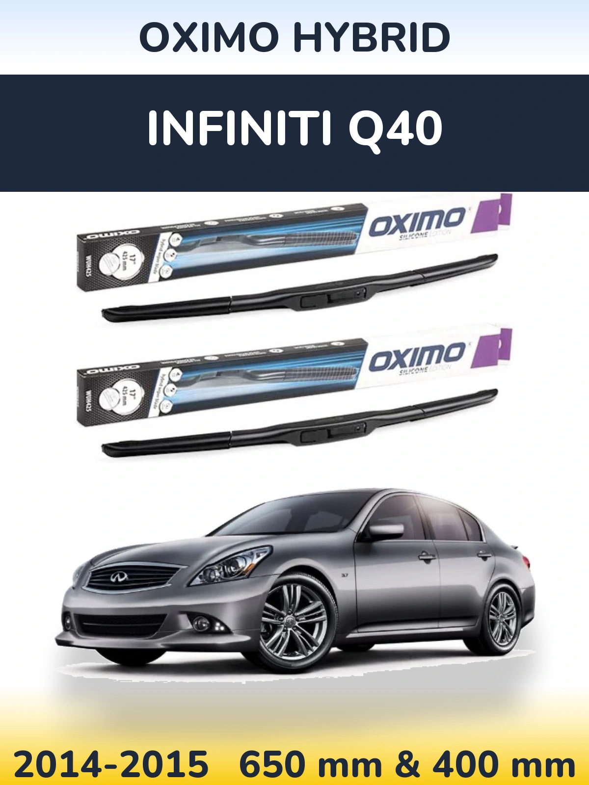 Комплект передних дворников Oximo Hybrid 650 & 400 мм для Infiniti Q40 2014-2015