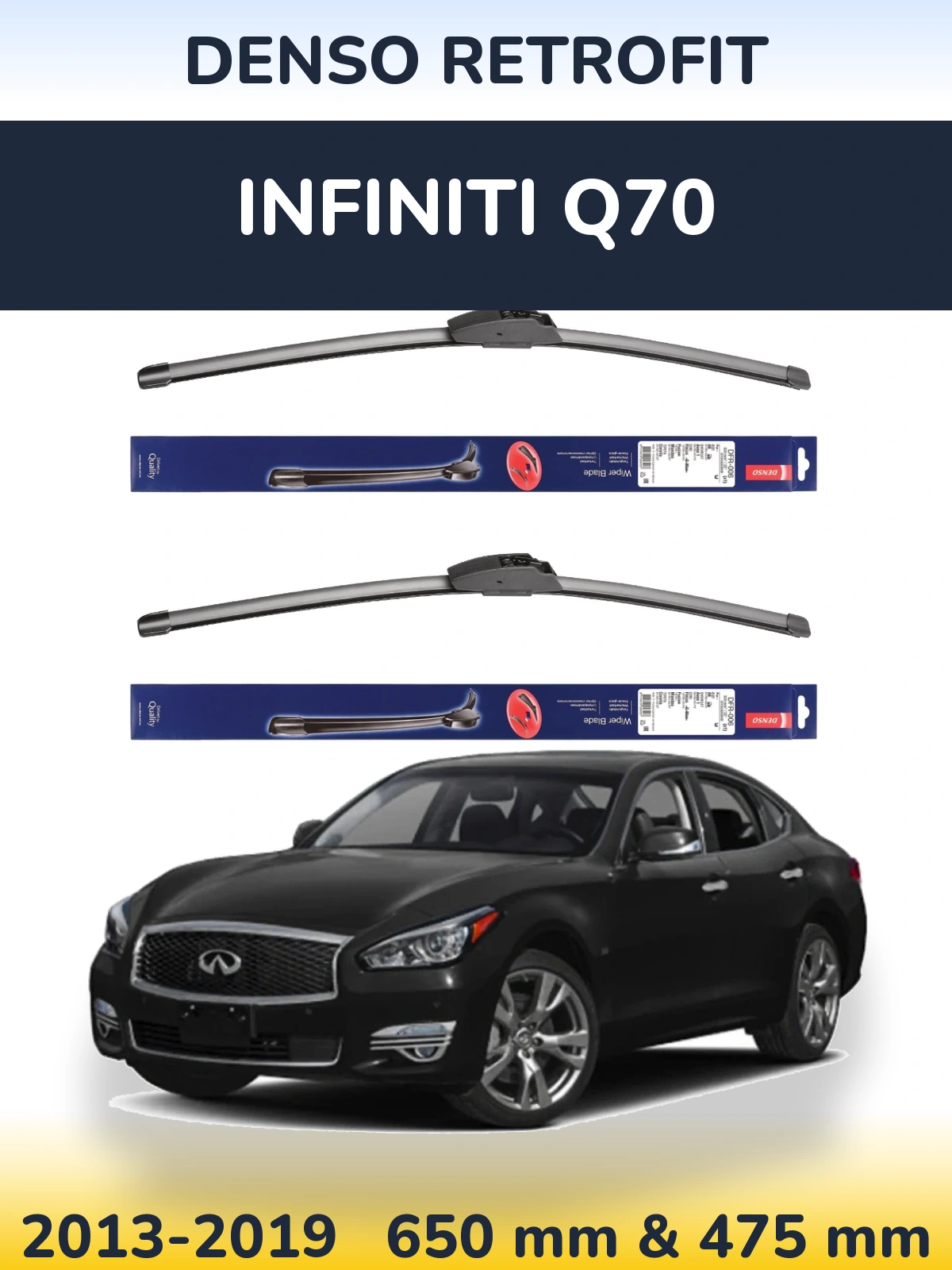 Комплект передних дворников Denso Retrofit 650 & 475 мм для Infiniti Q70 2013-2019