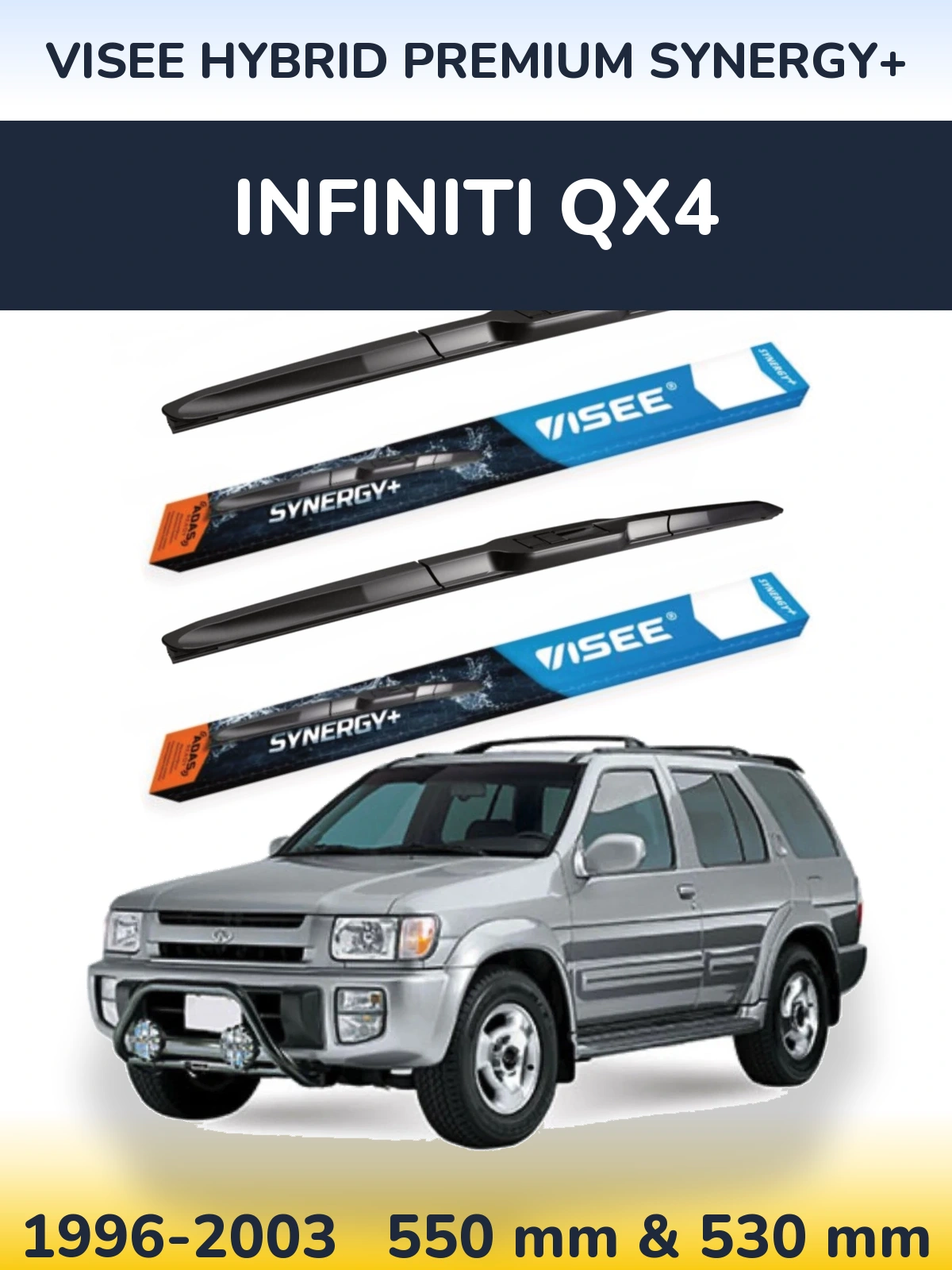 Komplet przednich wycieraczek VISEE HYBRID PREMIUM SYNERGY+ 550 & 530 mm do Infiniti QX4 1996-2003
