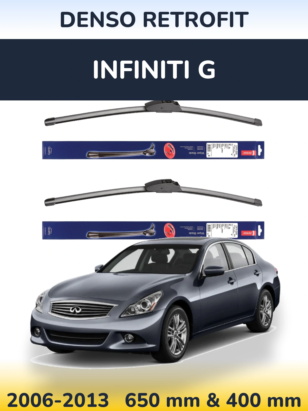 Комплект передних дворников Denso Retrofit 650 & 400 мм для Infiniti G 2006-2013
