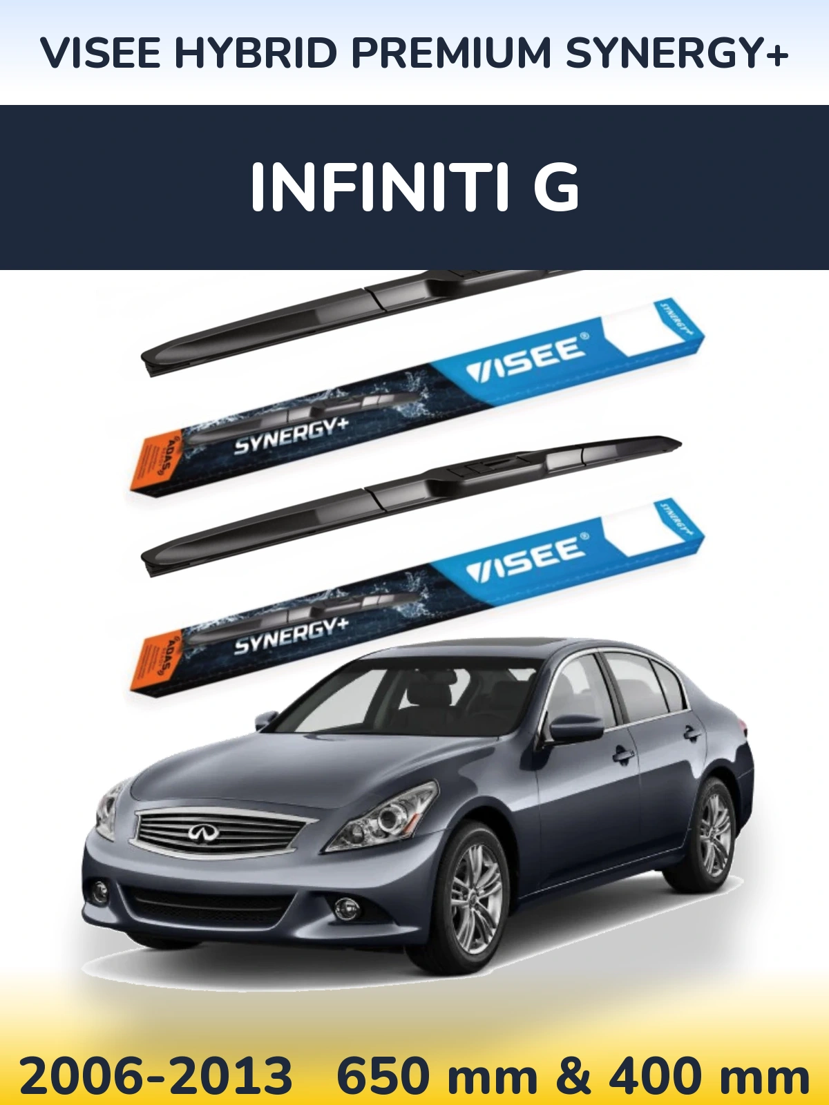 Комплект передних дворников VISEE HYBRID PREMIUM SYNERGY+ 650 & 400 мм для Infiniti G 2006-2013
