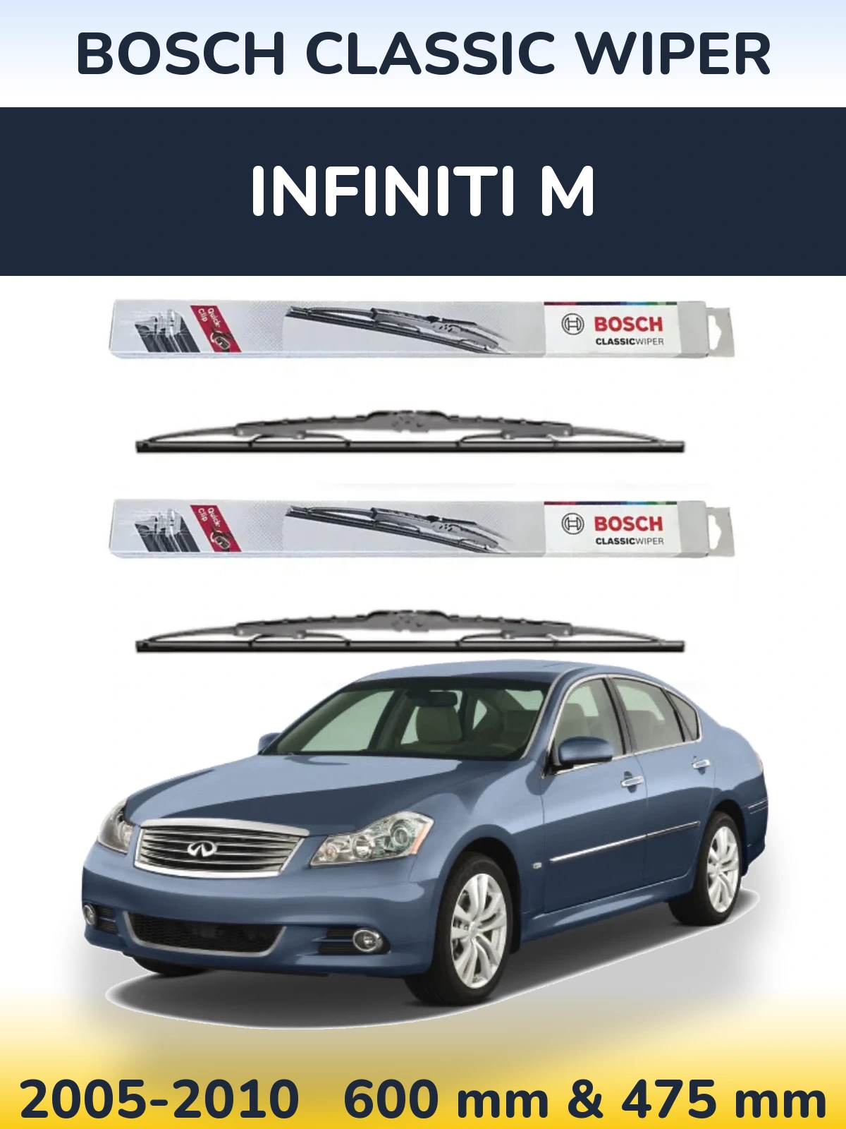 Komplet przednich wycieraczek BOSCH Classic Wiper 600 & 475 mm do Infiniti M 2005-2010