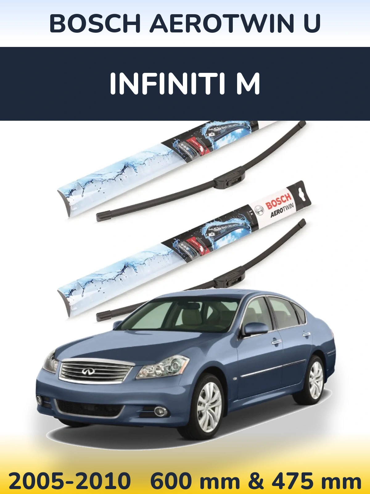 Komplet przednich wycieraczek BOSCH AeroTwin U 600 & 475 mm do Infiniti M 2005-2010