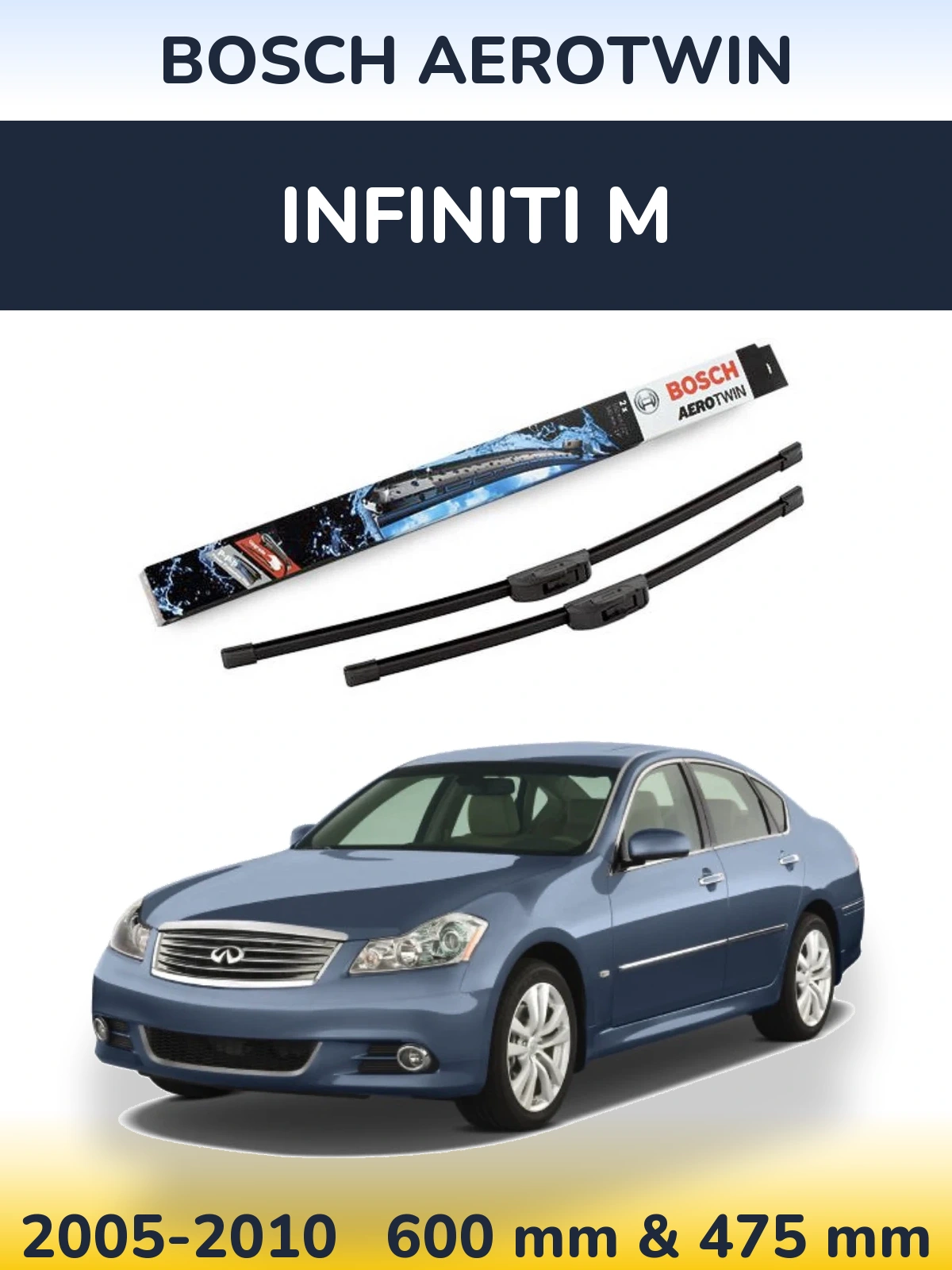 Komplet przednich wycieraczek BOSCH AeroTwin 600 & 475 mm do Infiniti M 2005-2010