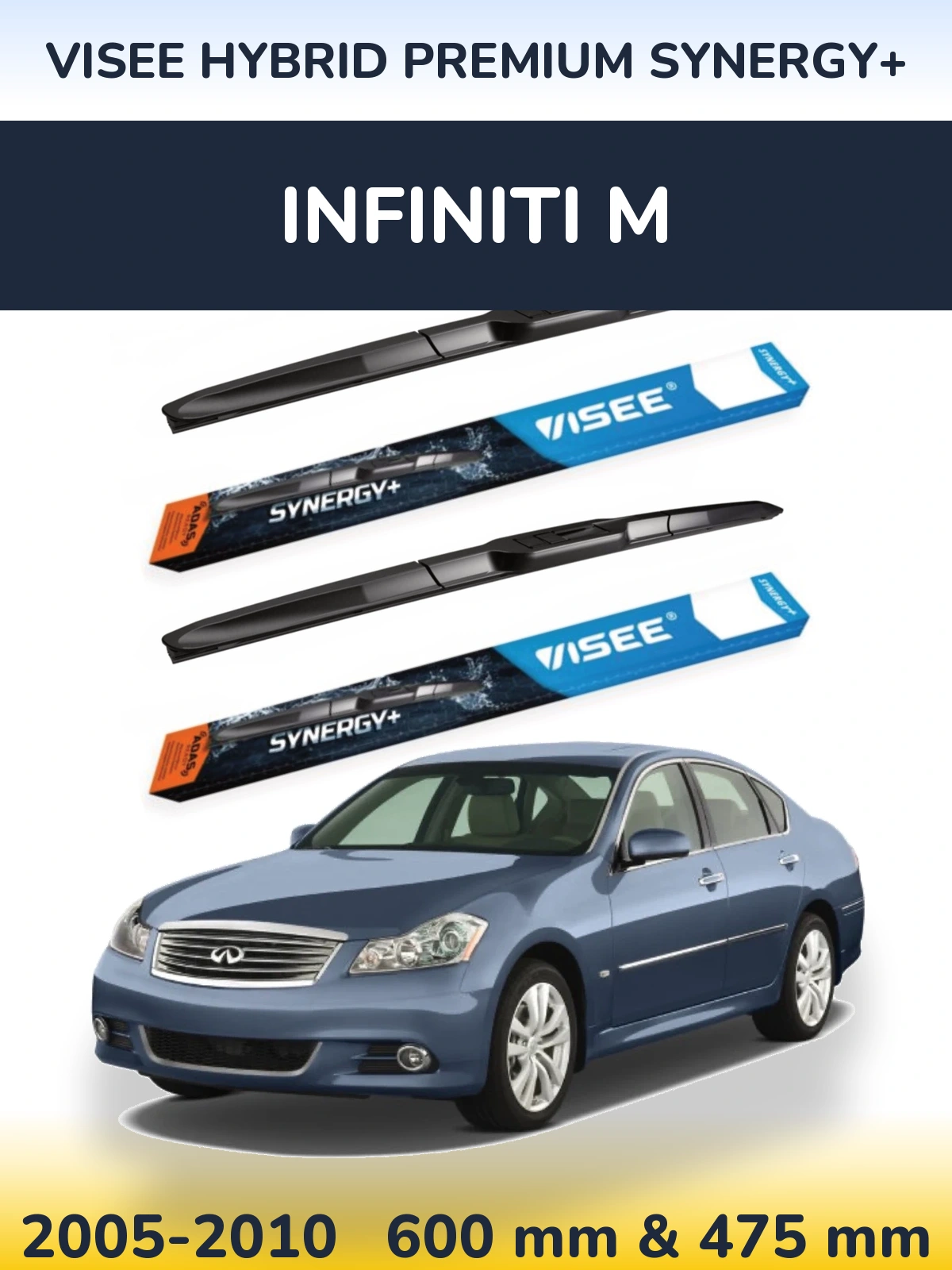 Komplet przednich wycieraczek VISEE HYBRID PREMIUM SYNERGY+ 600 & 475 mm do Infiniti M 2005-2010