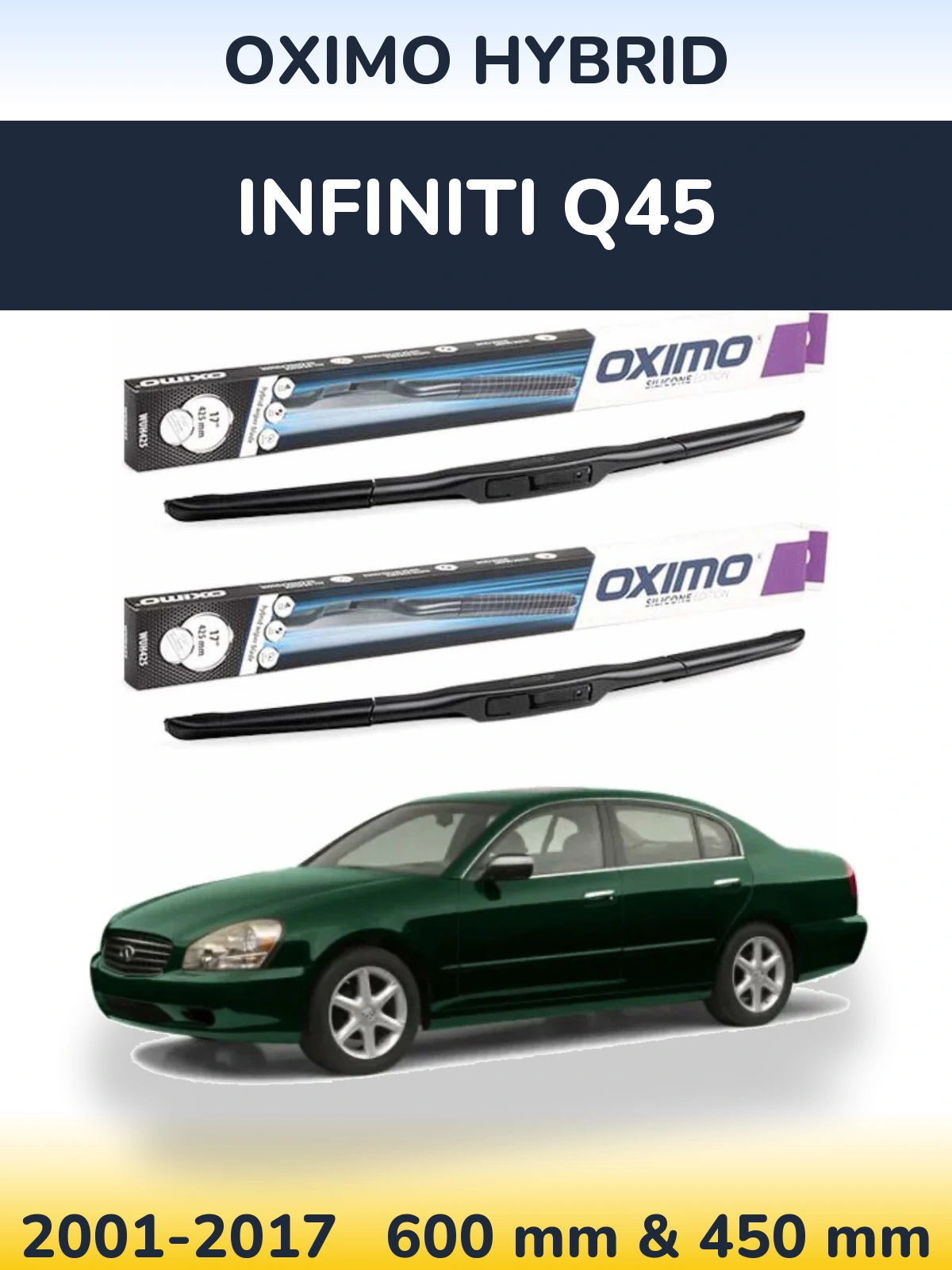 Комплект передних дворников Oximo Hybrid 600 & 450 мм для Infiniti Q45 2001-2017