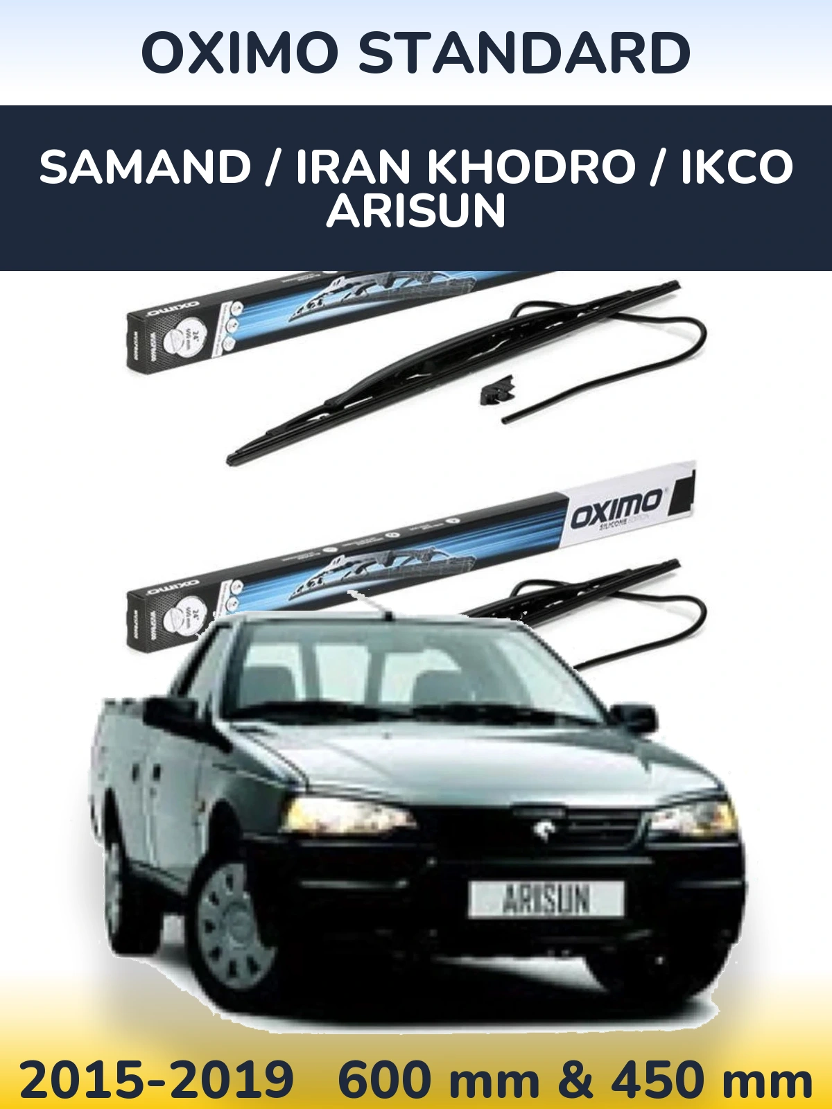 Komplet przednich wycieraczek Oximo Standard 600 & 450 mm do Samand / Iran Khodro / IKCO Arisun 2015-2019