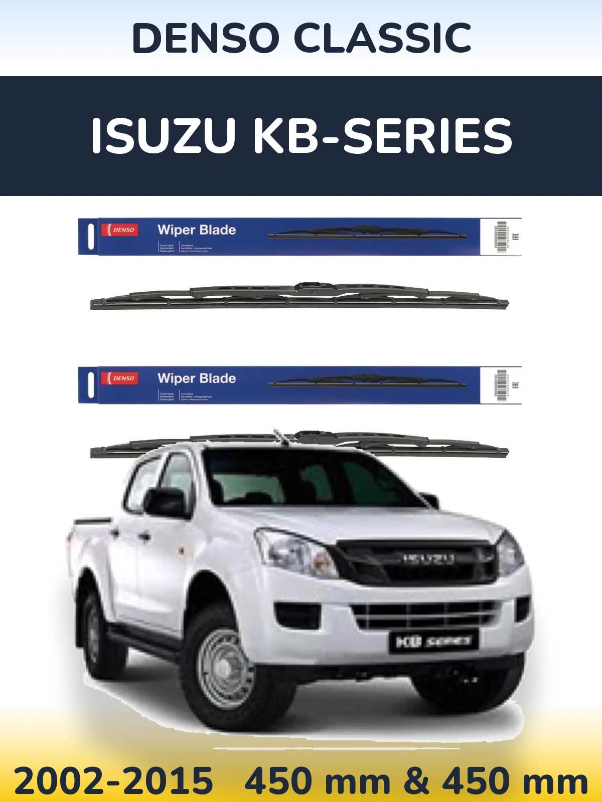 Komplet przednich wycieraczek Denso Classic 450 & 450 mm do Isuzu KB-Series 2002-2015