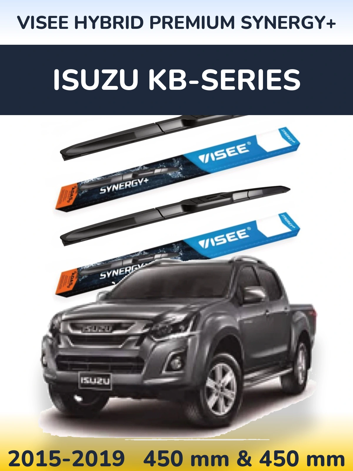 Комплект передних дворников VISEE HYBRID PREMIUM SYNERGY+ 450 & 450 мм для Isuzu KB-Series 2015-2019