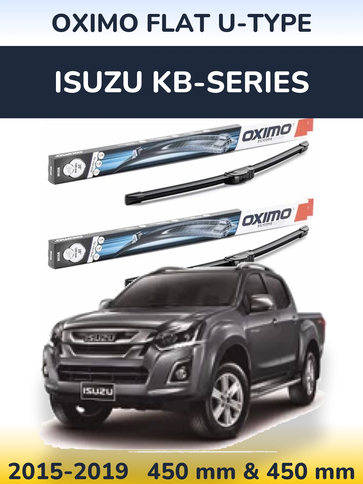 Комплект передних дворников Oximo Flat U-type 450 & 450 мм для Isuzu KB-Series 2015-2019