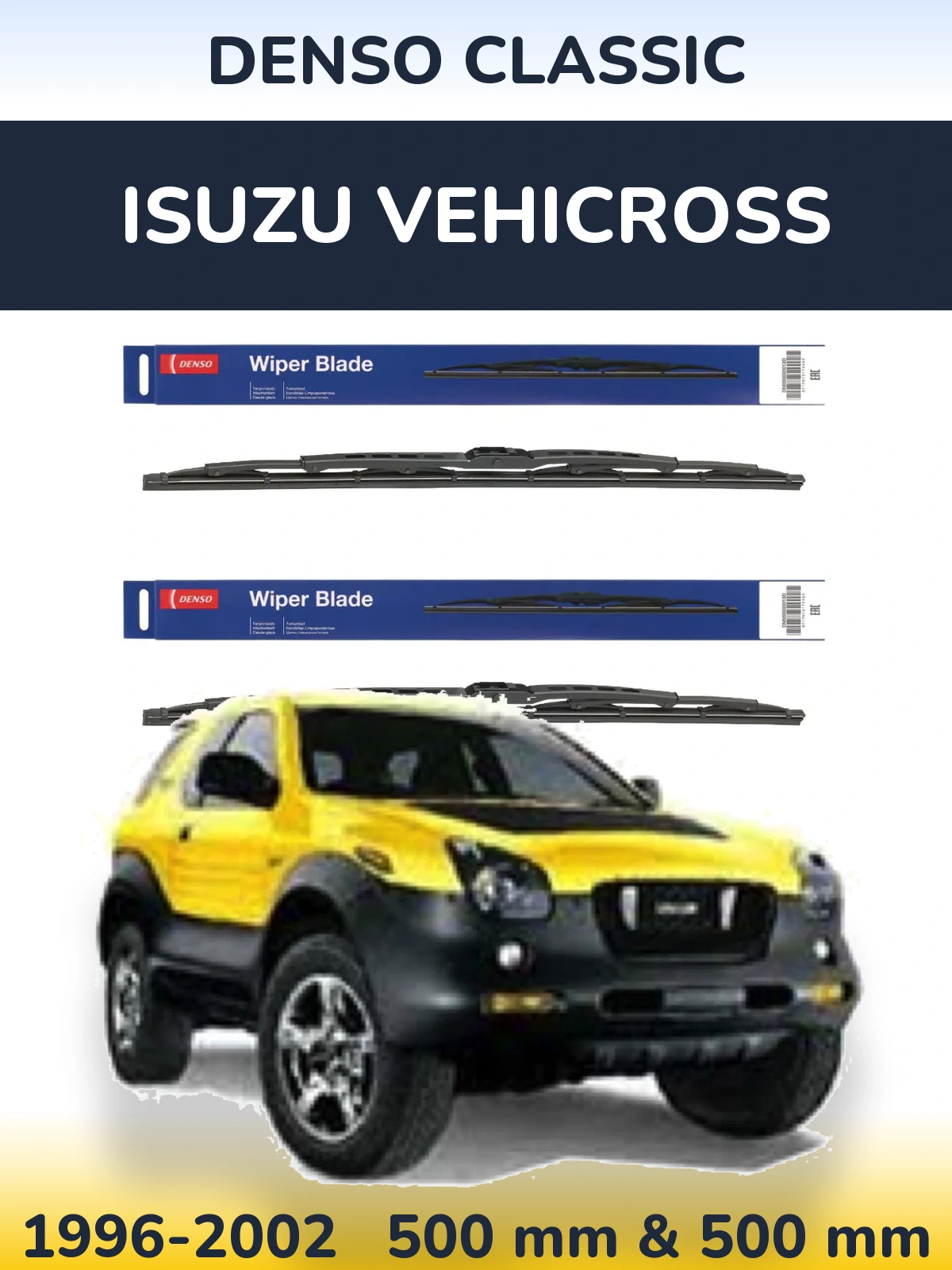 Komplet przednich wycieraczek Denso Classic 500 & 500 mm do Isuzu Vehicross 1996-2002