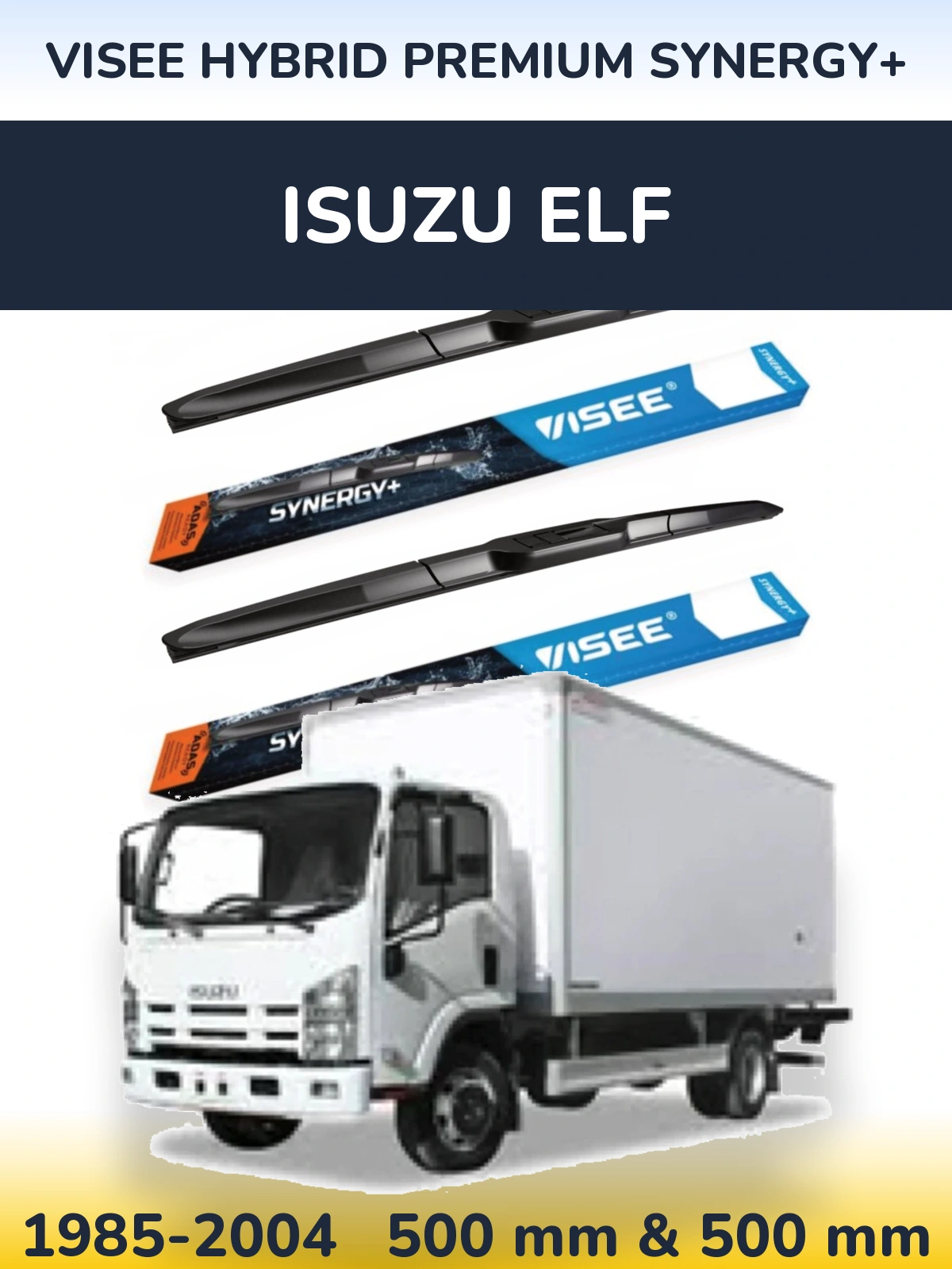 Komplet przednich wycieraczek VISEE HYBRID PREMIUM SYNERGY+ 500 & 500 mm do Isuzu ELF 1985-2004