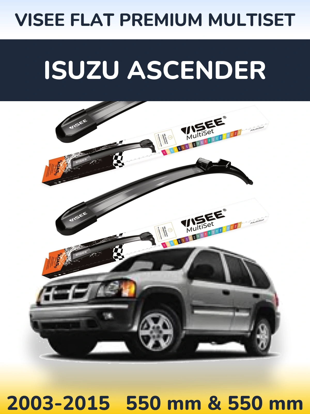 Komplet przednich wycieraczek VISEE FLAT PREMIUM MultiSet 550 & 550 mm do Isuzu Ascender 2003-2015