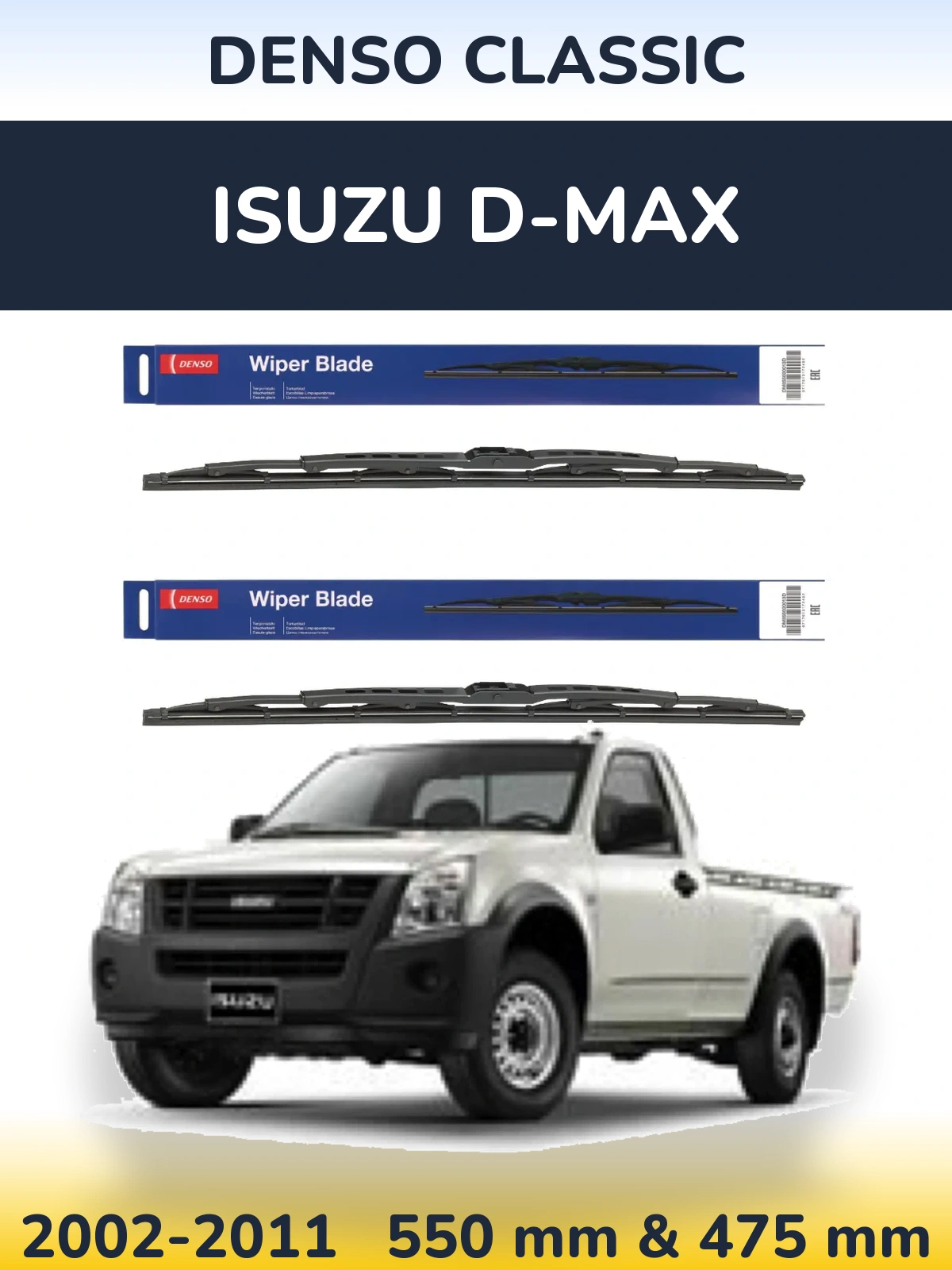 Komplet przednich wycieraczek Denso Classic 550 & 475 mm do Isuzu D-Max 2002-2011