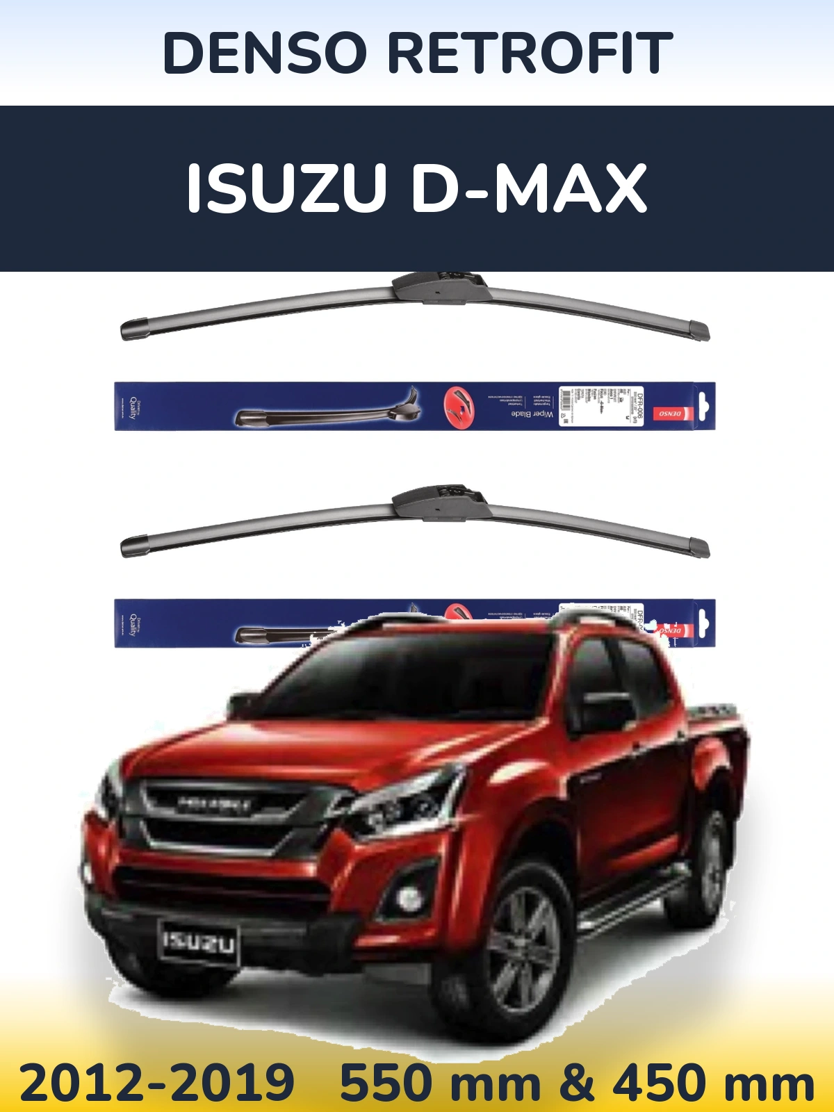 Komplet przednich wycieraczek Denso Retrofit 550 & 450 mm do Isuzu D-Max 2012-2019