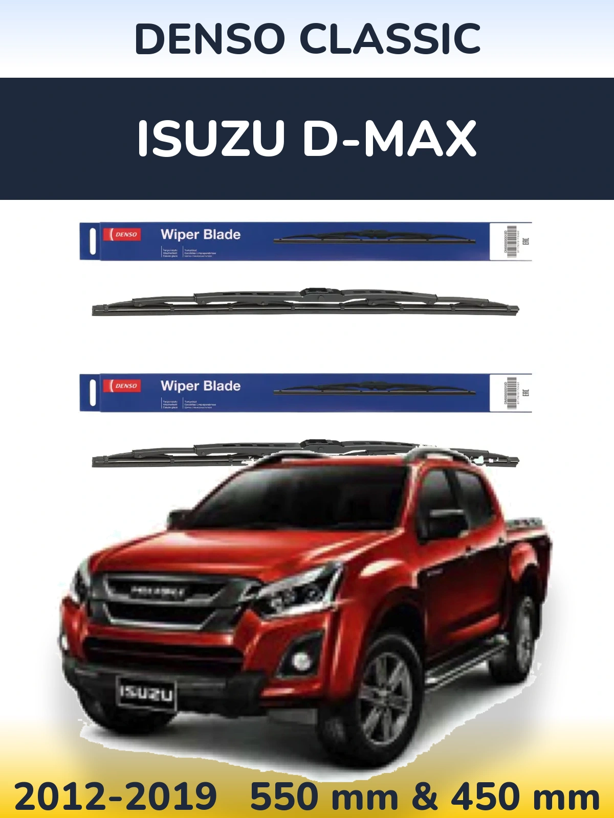 Komplet przednich wycieraczek Denso Classic 550 & 450 mm do Isuzu D-Max 2012-2019