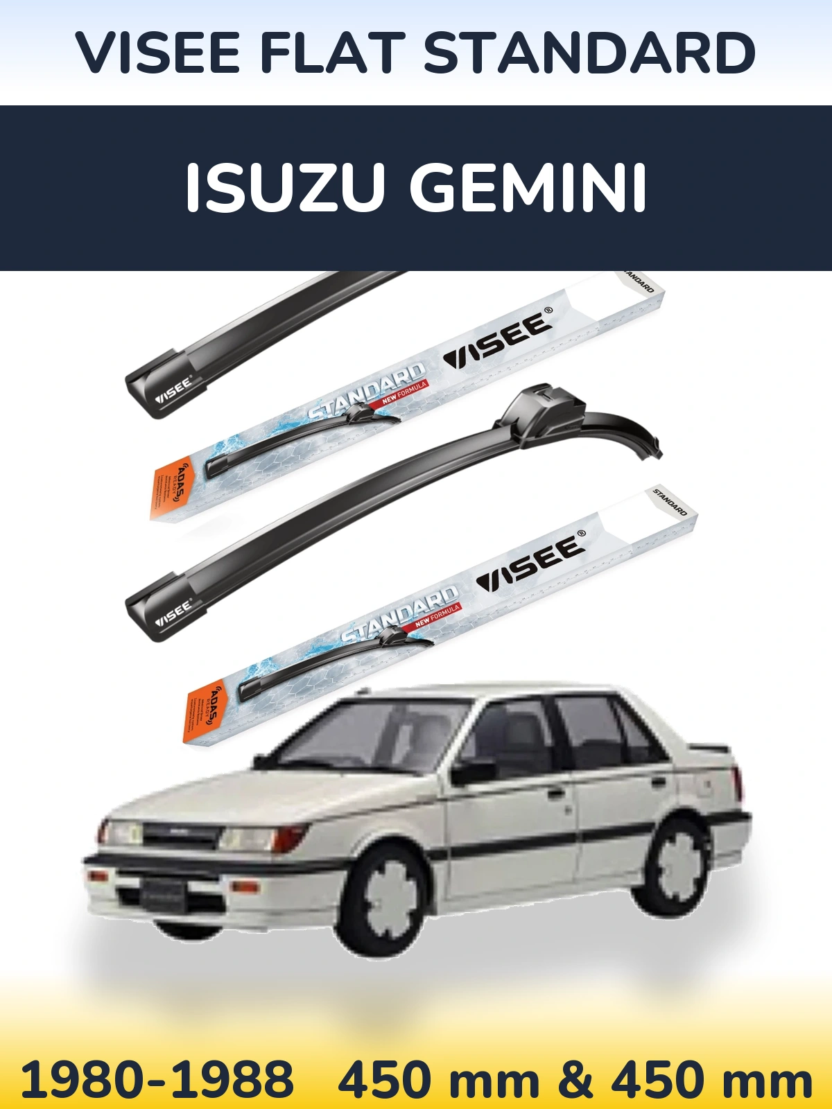 Комплект передних дворников VISEE FLAT STANDARD 450 & 450 мм для Isuzu Gemini 1980-1988