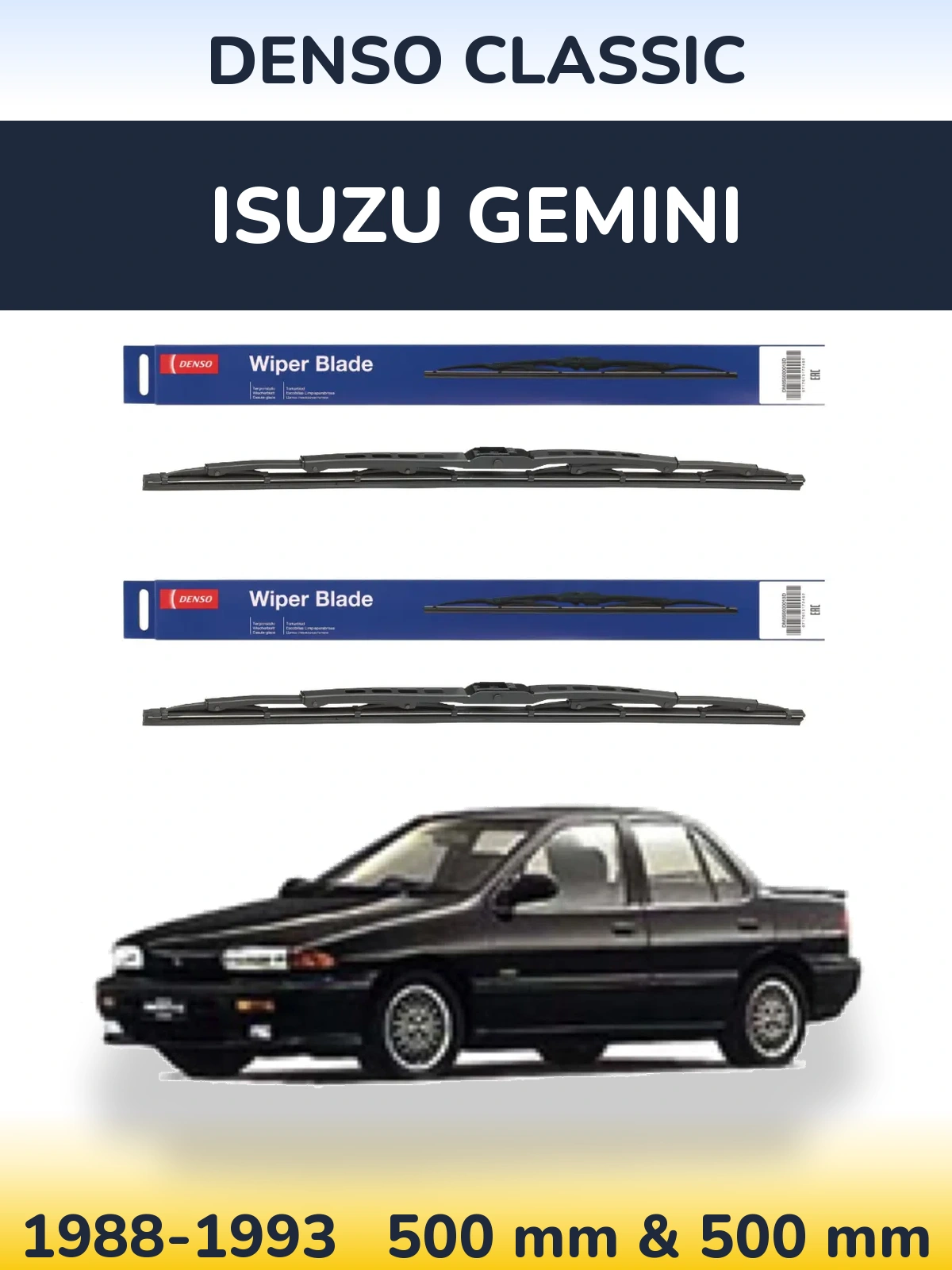 Komplet przednich wycieraczek Denso Classic 500 & 500 mm do Isuzu Gemini 1988-1993