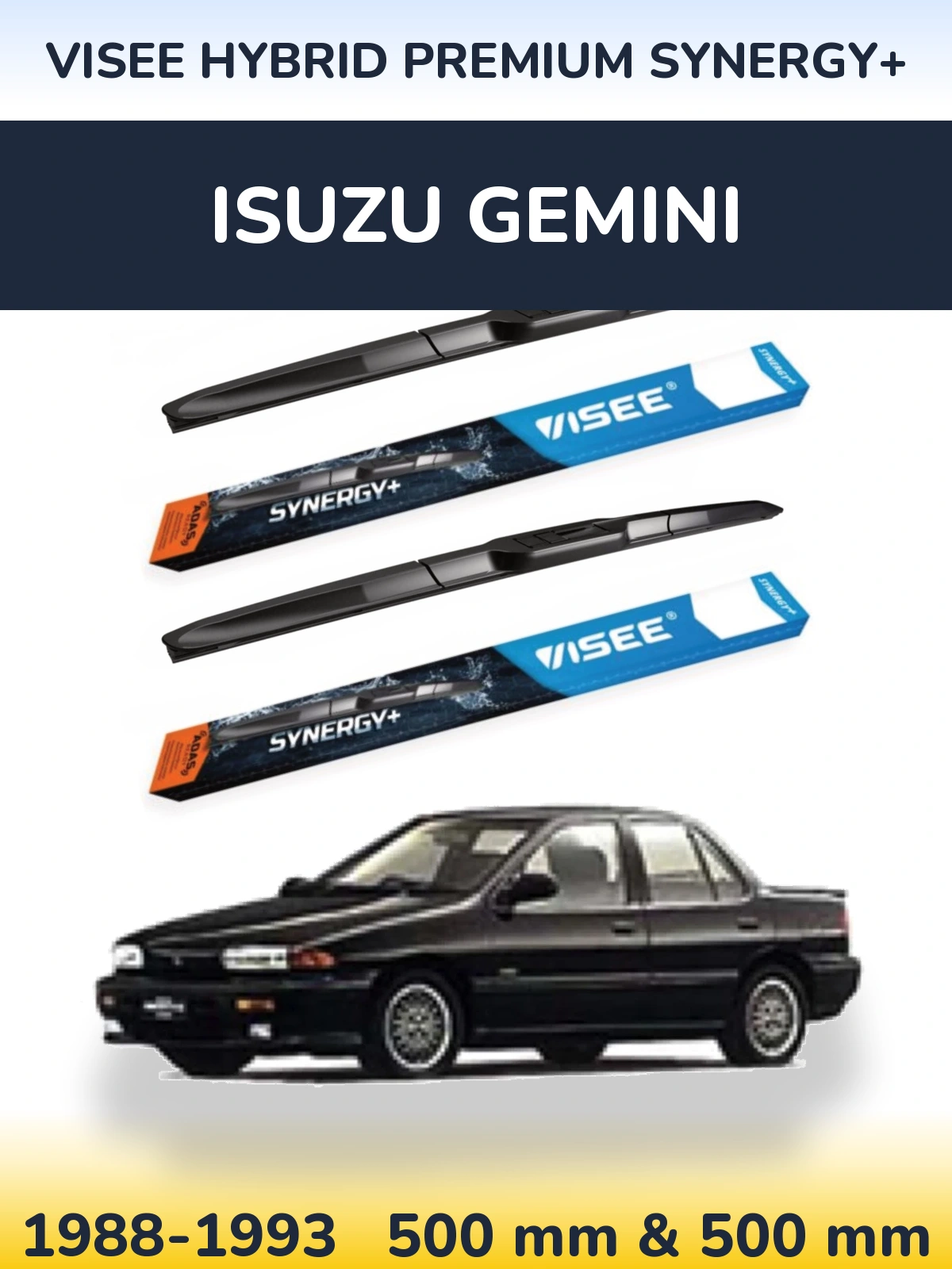Комплект передних дворников VISEE HYBRID PREMIUM SYNERGY+ 500 & 500 мм для Isuzu Gemini 1988-1993