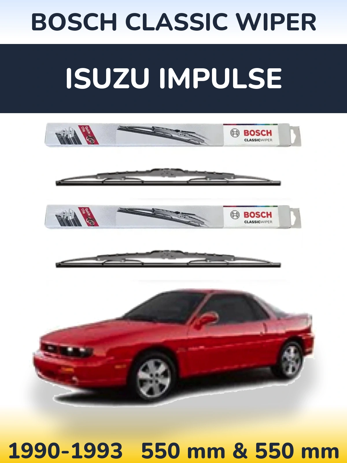 Komplet przednich wycieraczek BOSCH Classic Wiper 550 & 550 mm do Isuzu Impulse 1990-1993