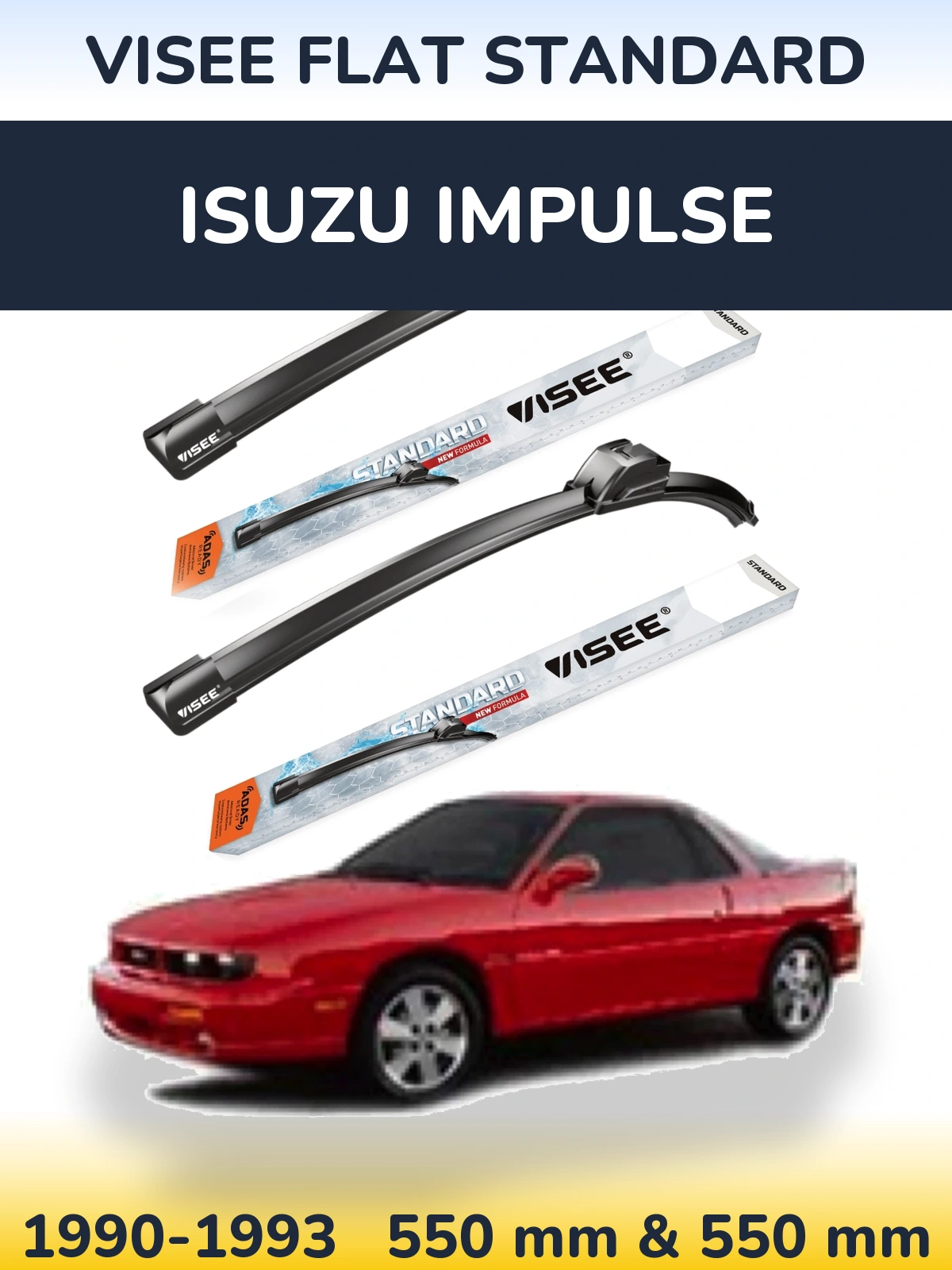 Комплект передних дворников VISEE FLAT STANDARD 550 & 550 мм для Isuzu Impulse 1990-1993