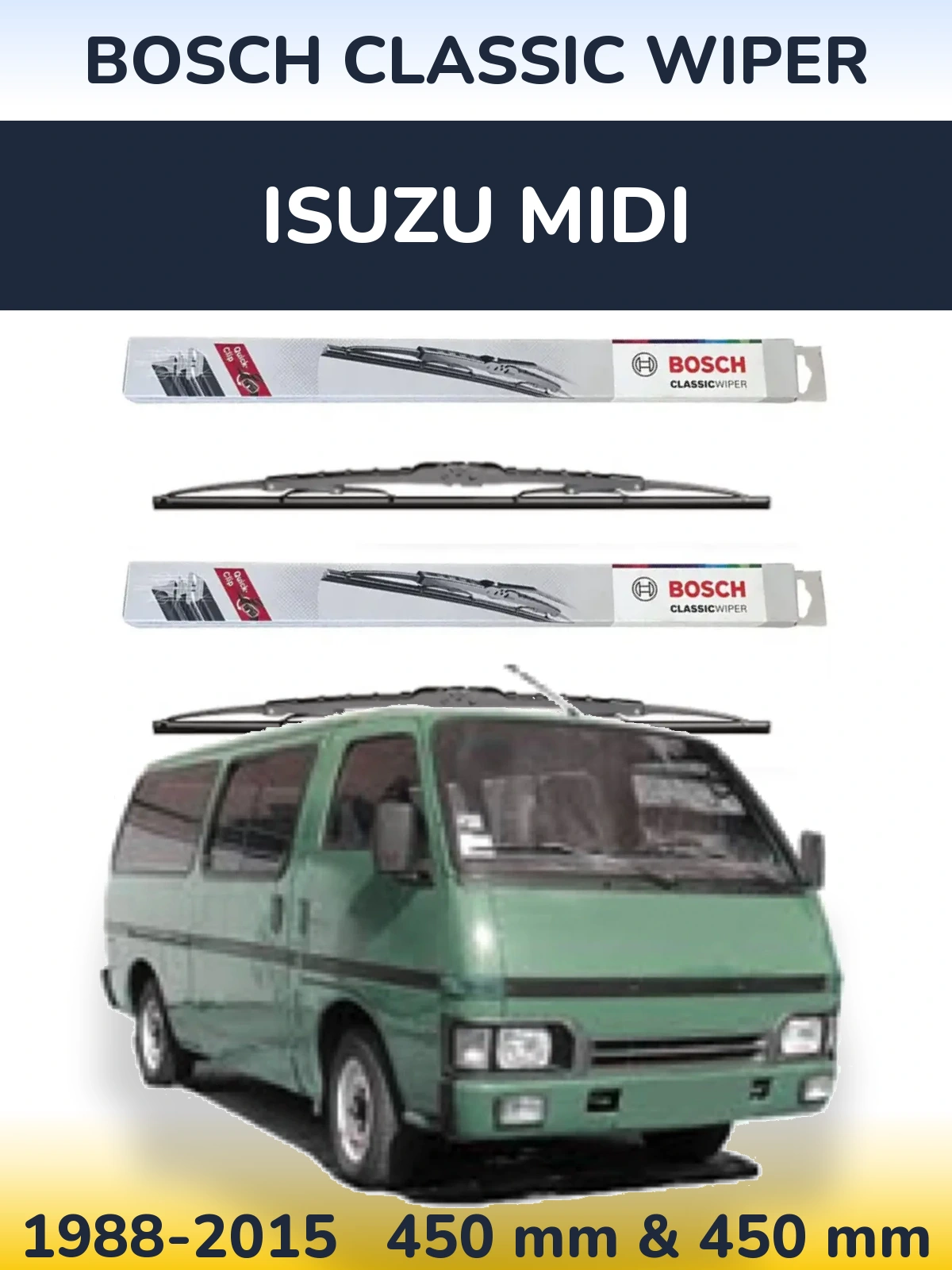 Komplet przednich wycieraczek BOSCH Classic Wiper 450 & 450 mm do Isuzu Midi 1988-2015
