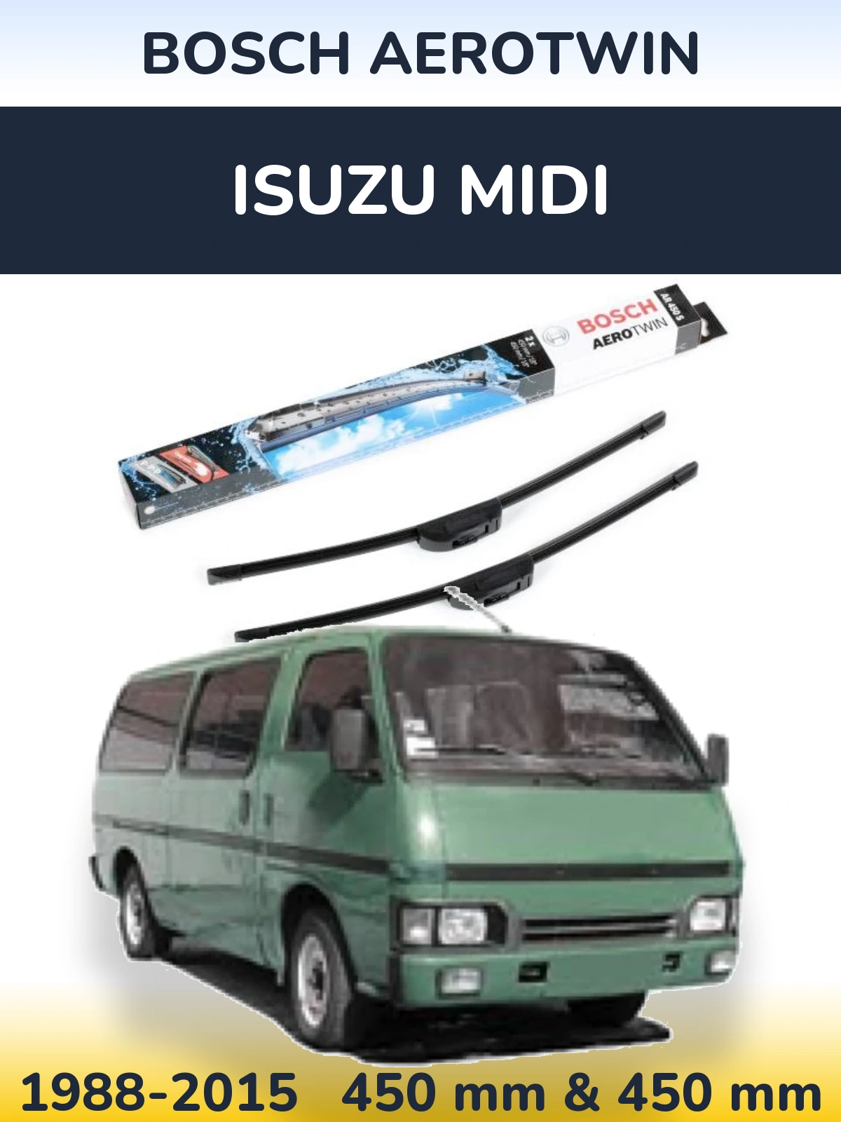 Komplet przednich wycieraczek BOSCH AeroTwin 450 & 450 mm do Isuzu Midi 1988-2015