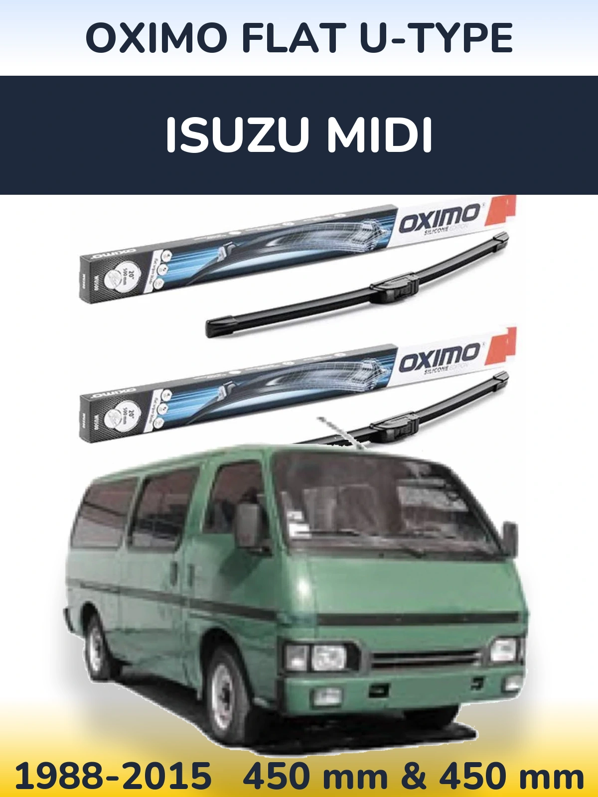 Komplet przednich wycieraczek Oximo Flat U-type 450 & 450 mm do Isuzu Midi 1988-2015