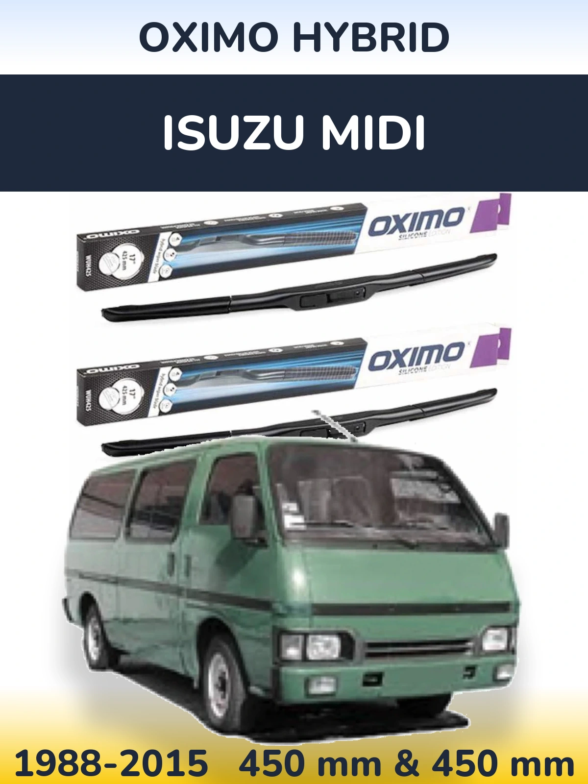 Komplet przednich wycieraczek Oximo Hybrid 450 & 450 mm do Isuzu Midi 1988-2015