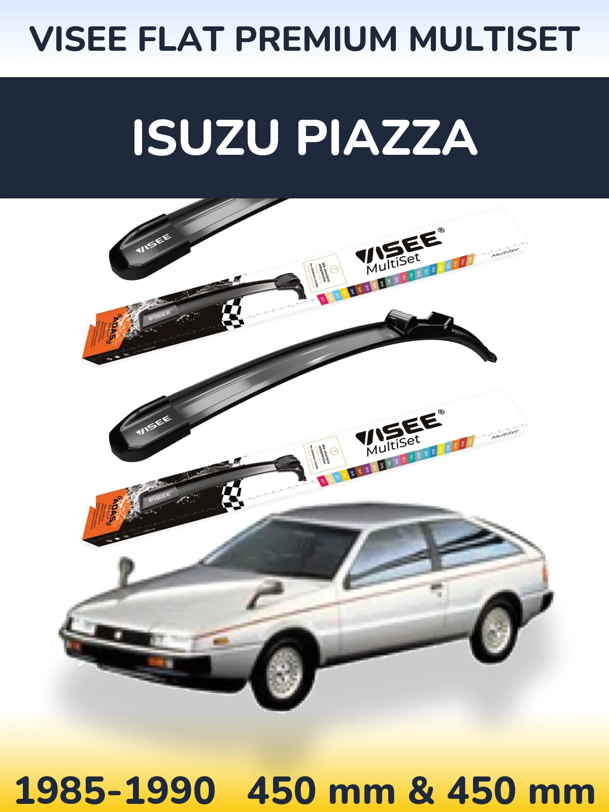Комплект передних дворников VISEE FLAT PREMIUM MultiSet 450 & 450 мм для Isuzu Piazza 1985-1990