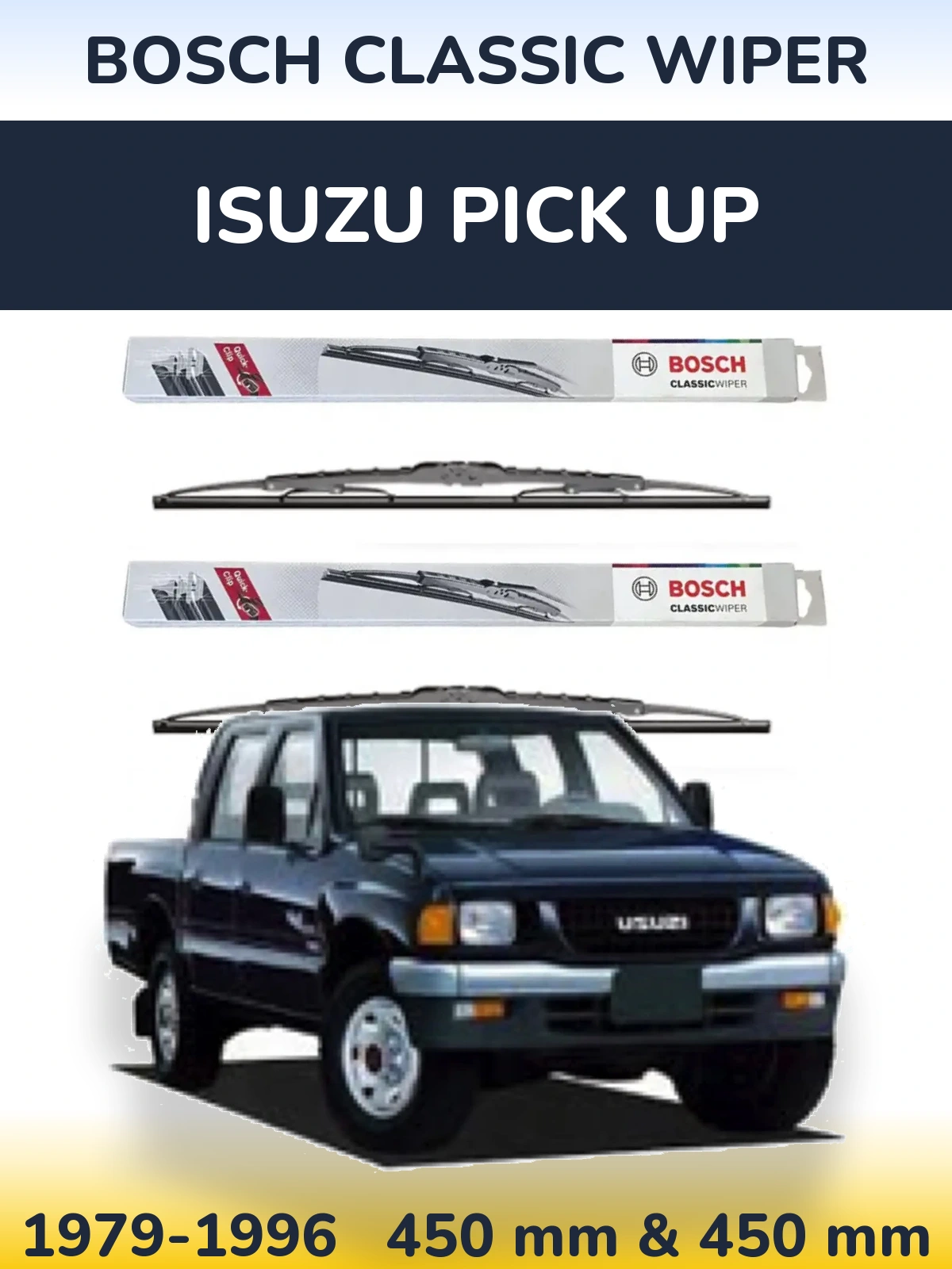 Комплект передних дворников BOSCH Classic Wiper 450 & 450 мм для Isuzu Pick Up 1979-1996