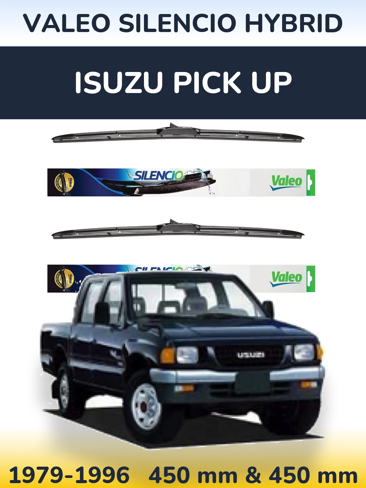Комплект передних дворников Valeo Silencio Hybrid 450 & 450 мм для Isuzu Pick Up 1979-1996