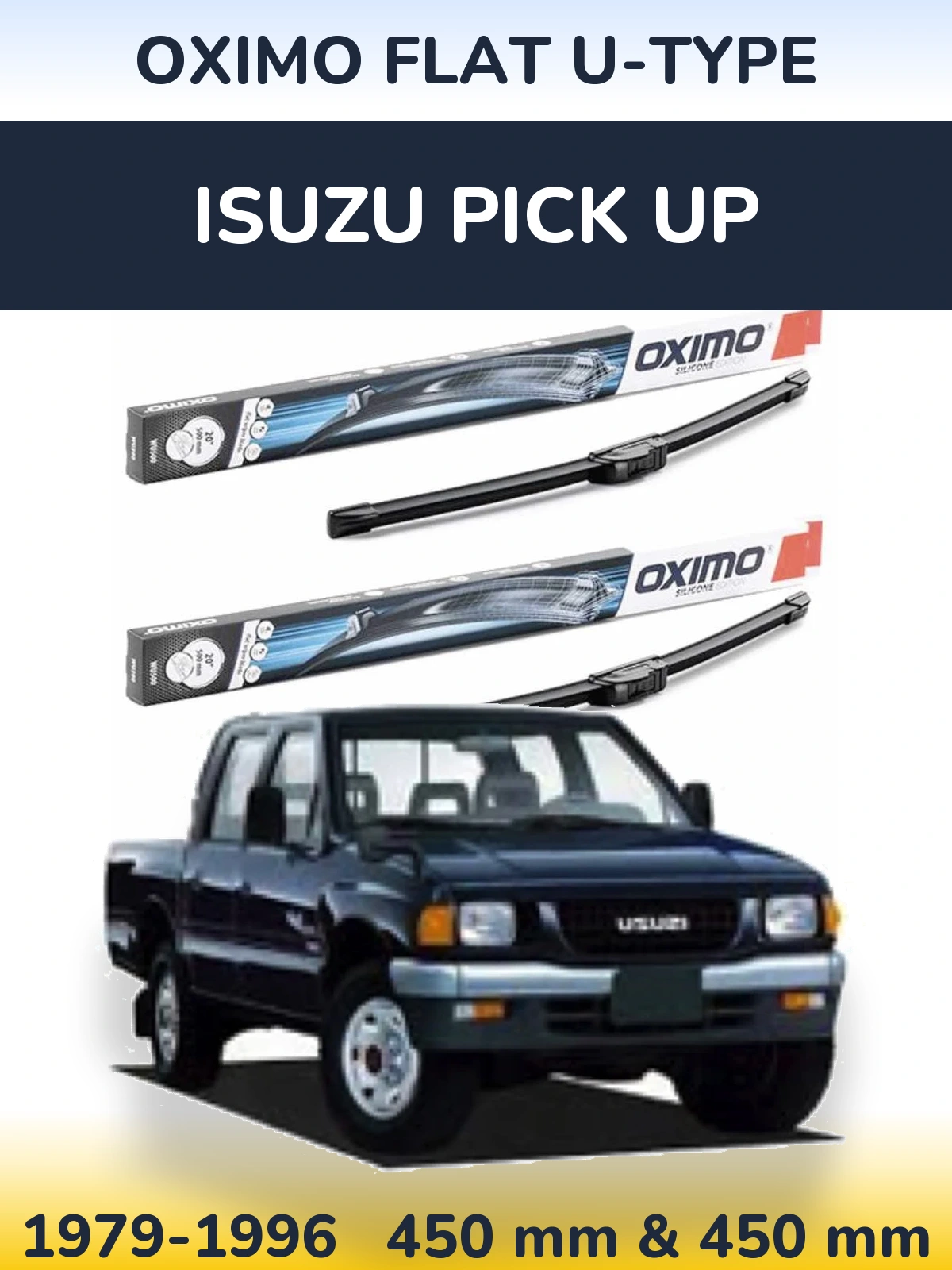 Комплект передних дворников Oximo Flat U-type 450 & 450 мм для Isuzu Pick Up 1979-1996