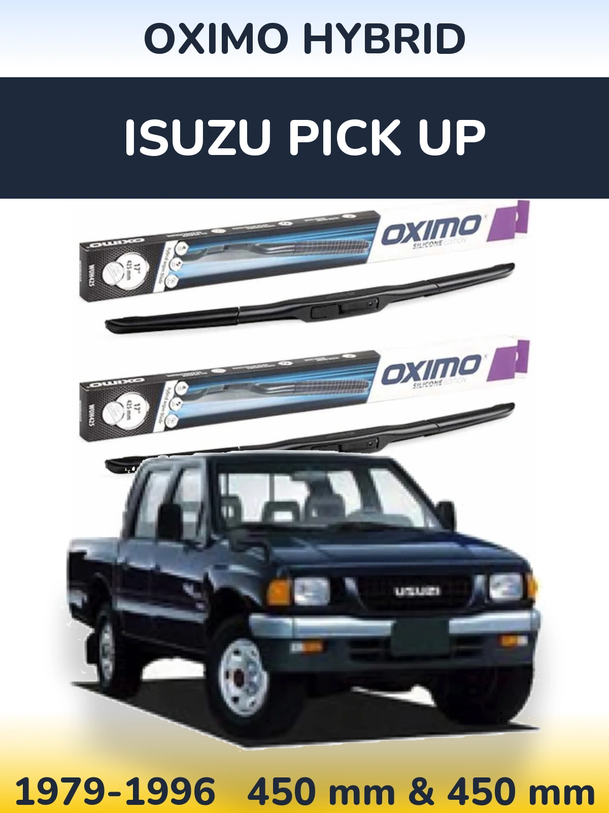 Комплект передних дворников Oximo Hybrid 450 & 450 мм для Isuzu Pick Up 1979-1996