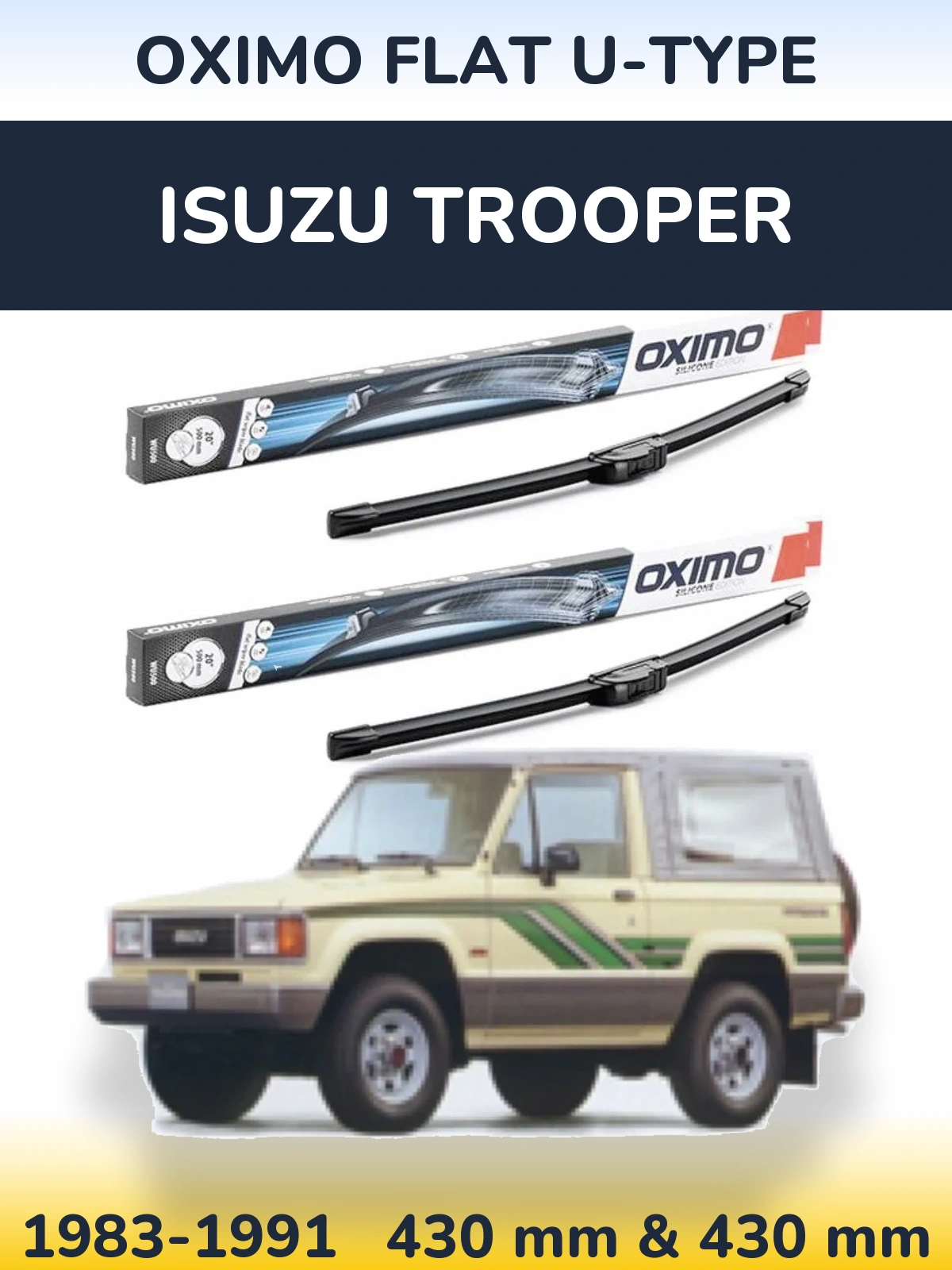 Комплект передних дворников Oximo Flat U-type 430 & 430 мм для Isuzu Trooper 1983-1991