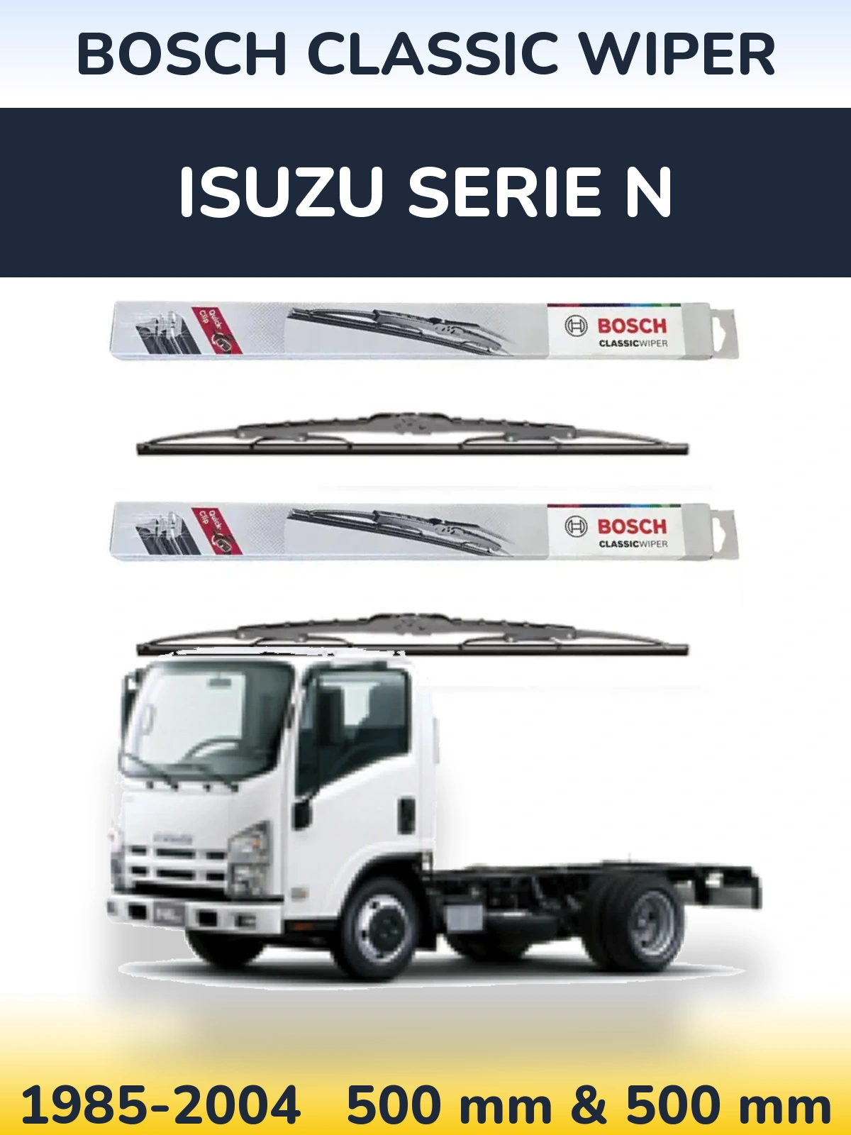 Komplet przednich wycieraczek BOSCH Classic Wiper 500 & 500 mm do Isuzu Serie N 1985-2004