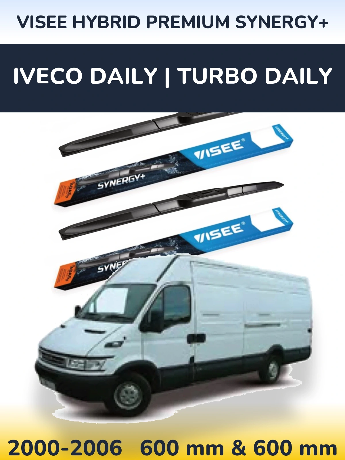 Комплект передних дворников VISEE HYBRID PREMIUM SYNERGY+ 600 & 600 мм для Iveco Daily | Turbo Daily 2000-2006