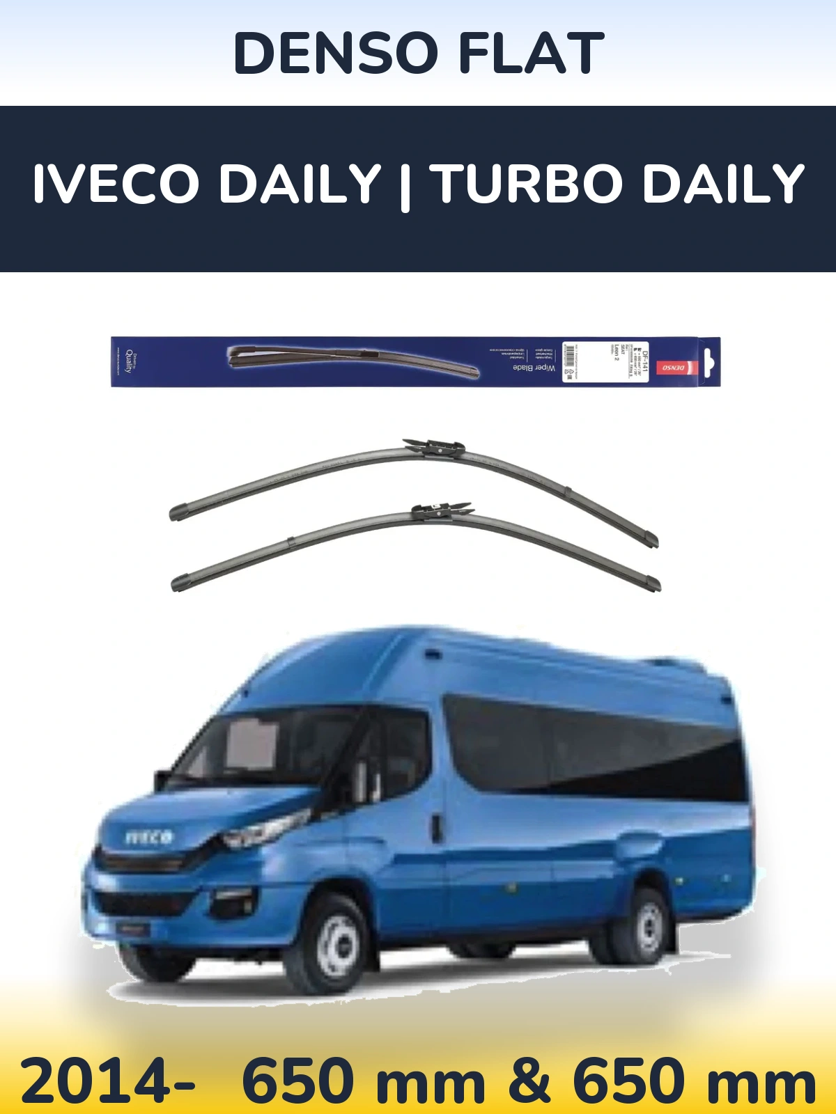 Komplet przednich wycieraczek Denso Flat 650 & 650 mm do Iveco Daily | Turbo Daily 2014-2026