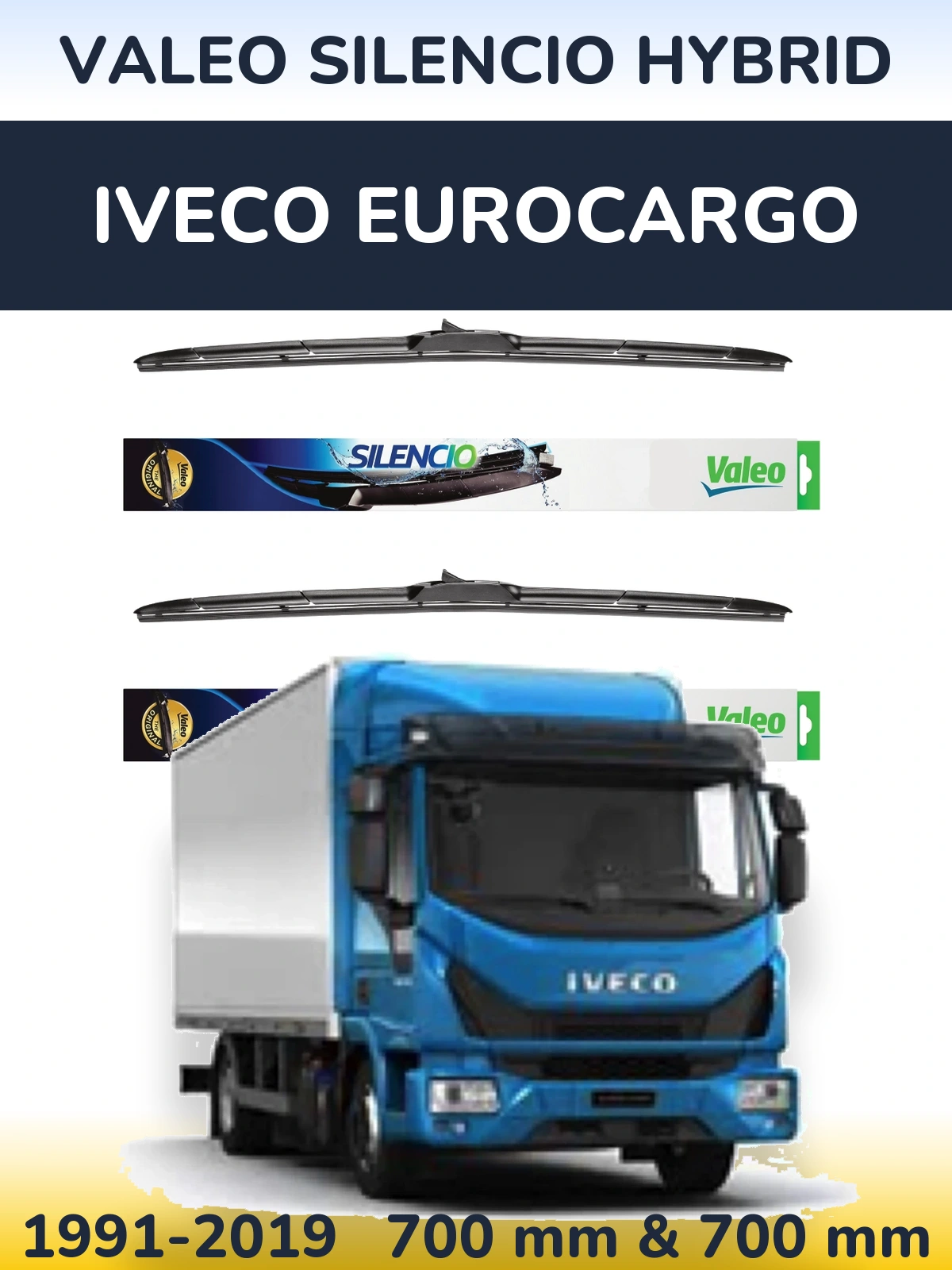 Komplet przednich wycieraczek Valeo Silencio Hybrid 700 & 700 mm do Iveco EuroCargo 1991-2019