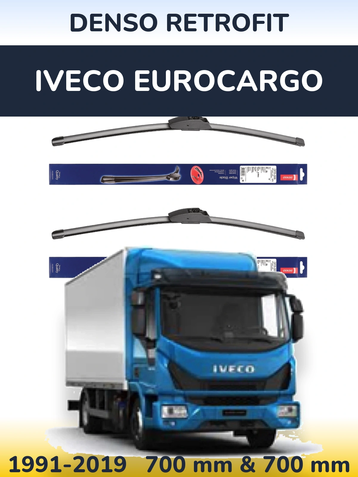 Komplet przednich wycieraczek Denso Retrofit 700 & 700 mm do Iveco EuroCargo 1991-2019