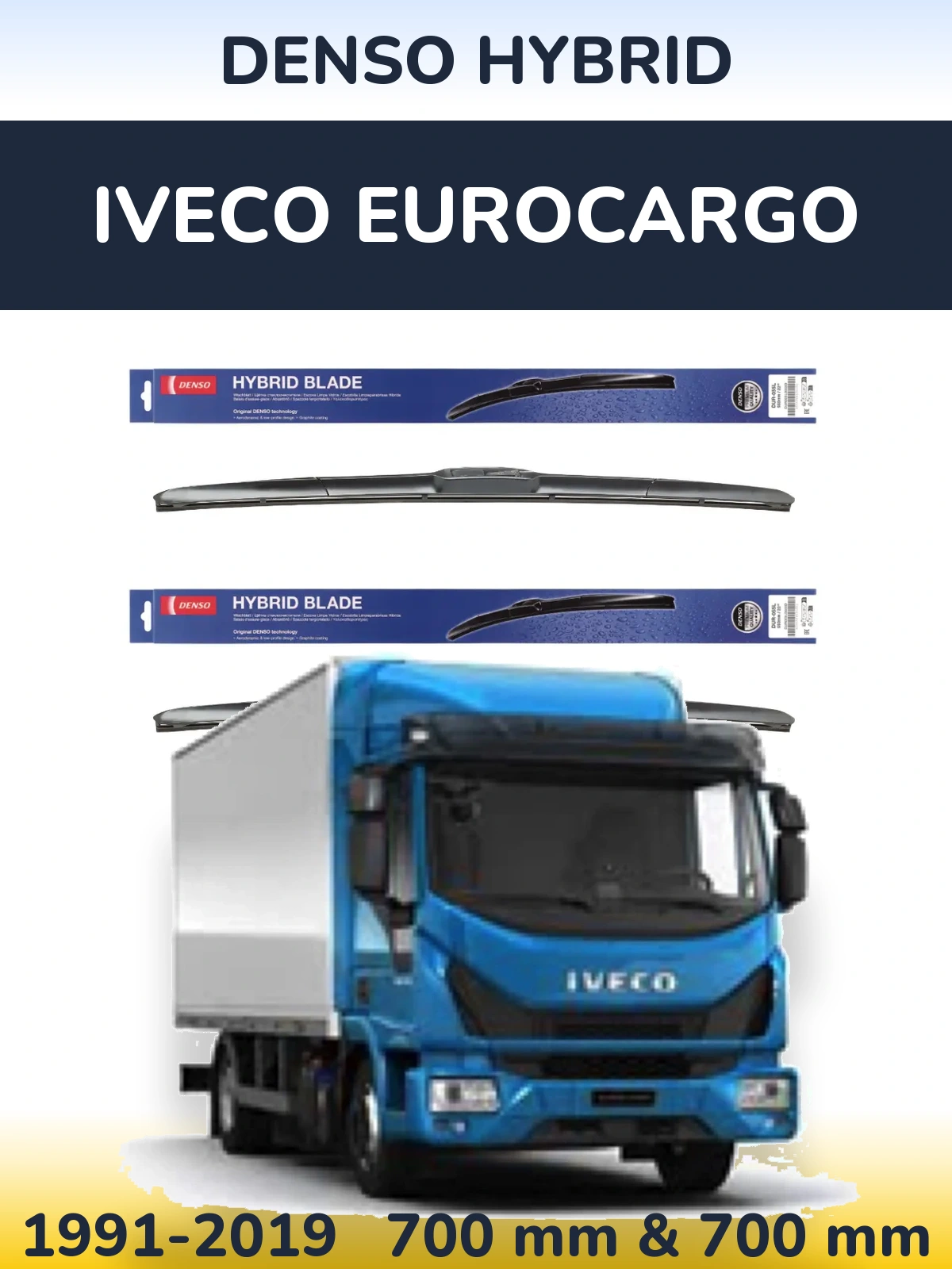 Komplet przednich wycieraczek Denso Hybrid 700 & 700 mm do Iveco EuroCargo 1991-2019