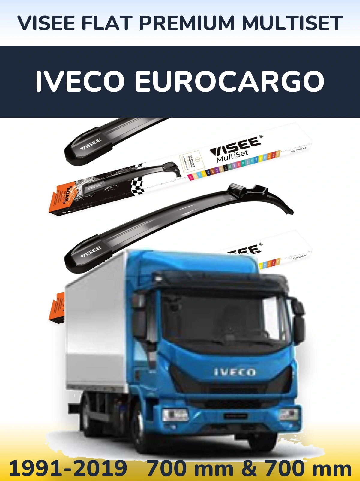 Komplet przednich wycieraczek VISEE FLAT PREMIUM MultiSet 700 & 700 mm do Iveco EuroCargo 1991-2019